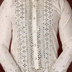 MR 90 White Mirror Work Kurta