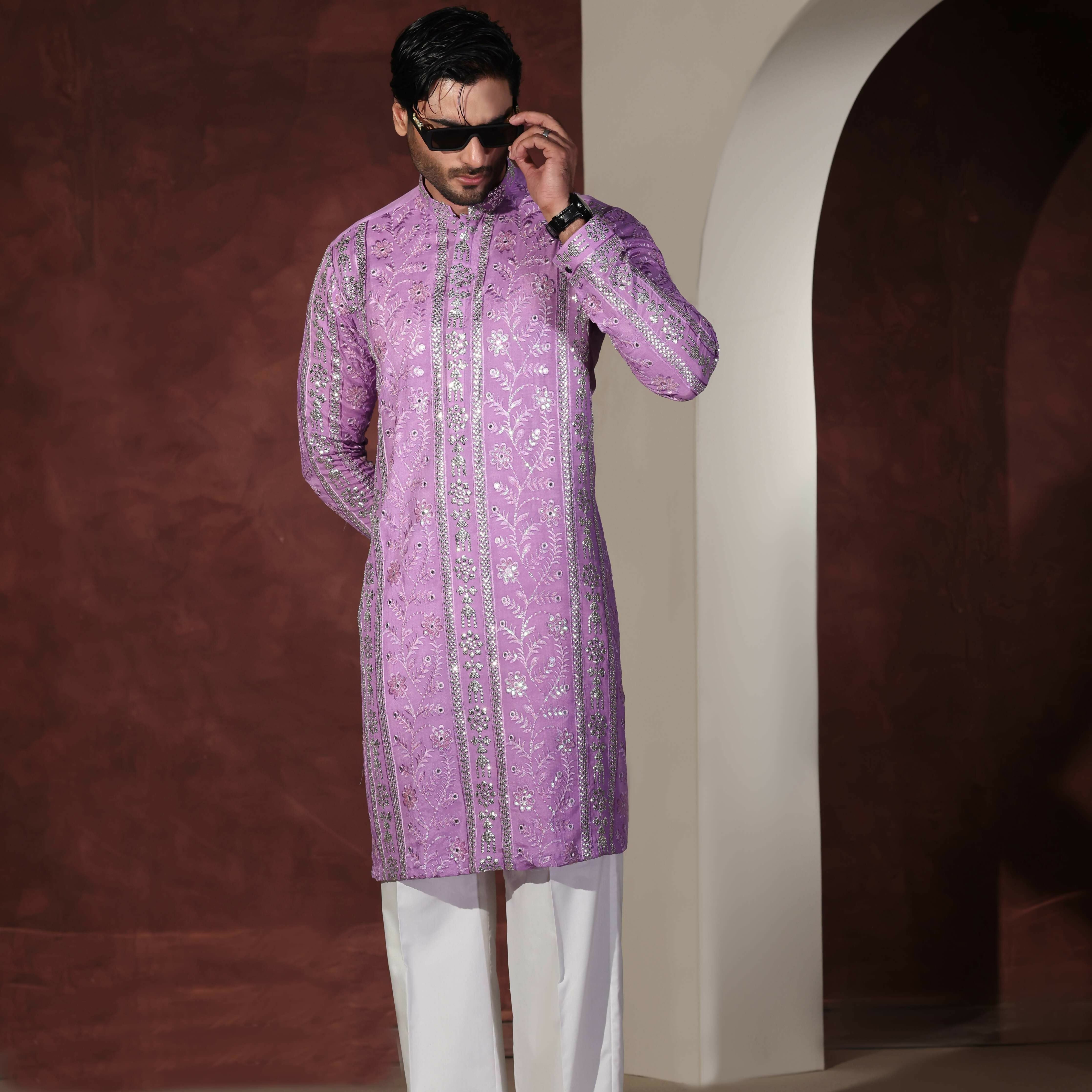 CK 763 Purple Chikankari Kurta
