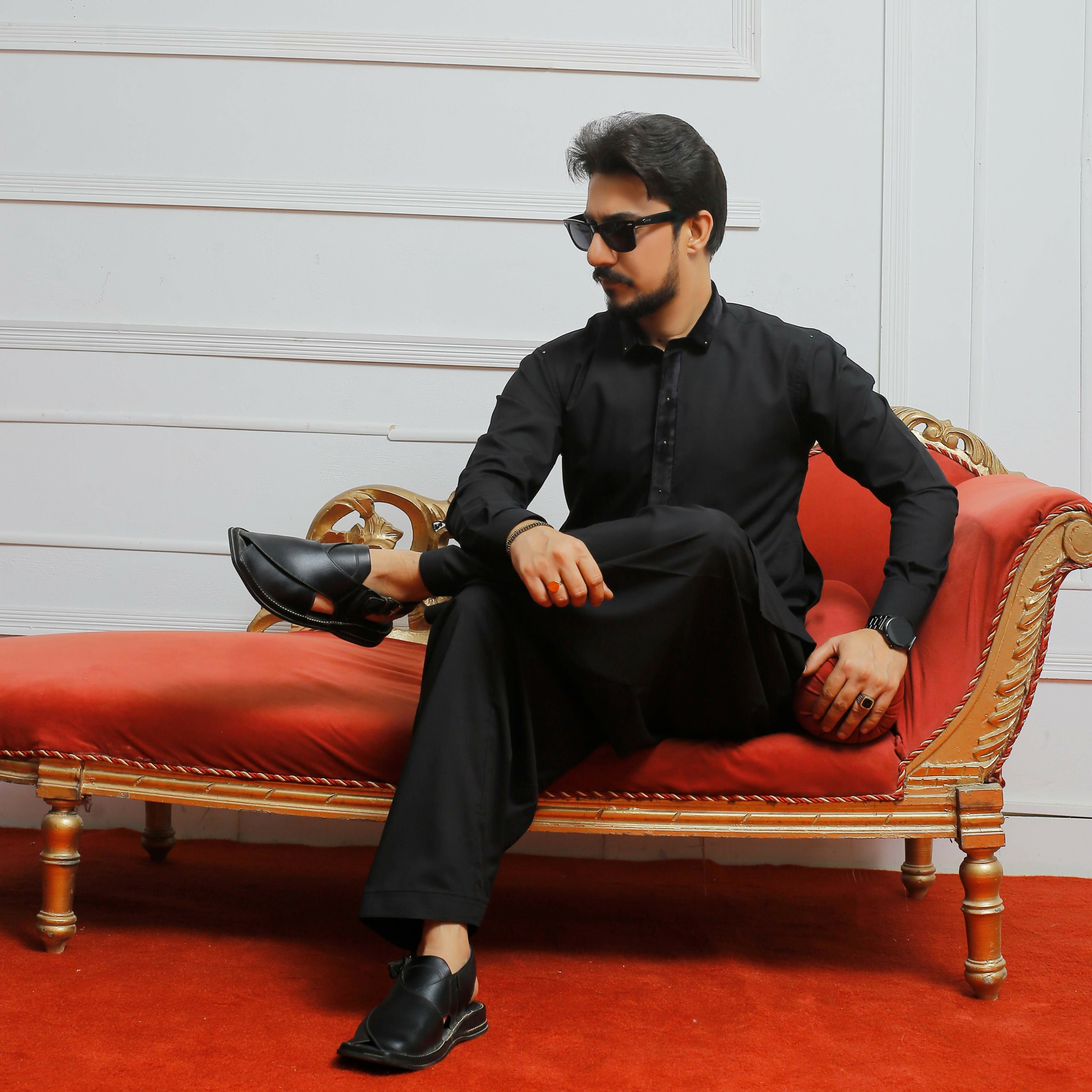 ER 808 Shining Black Executive Shalwar Kameez