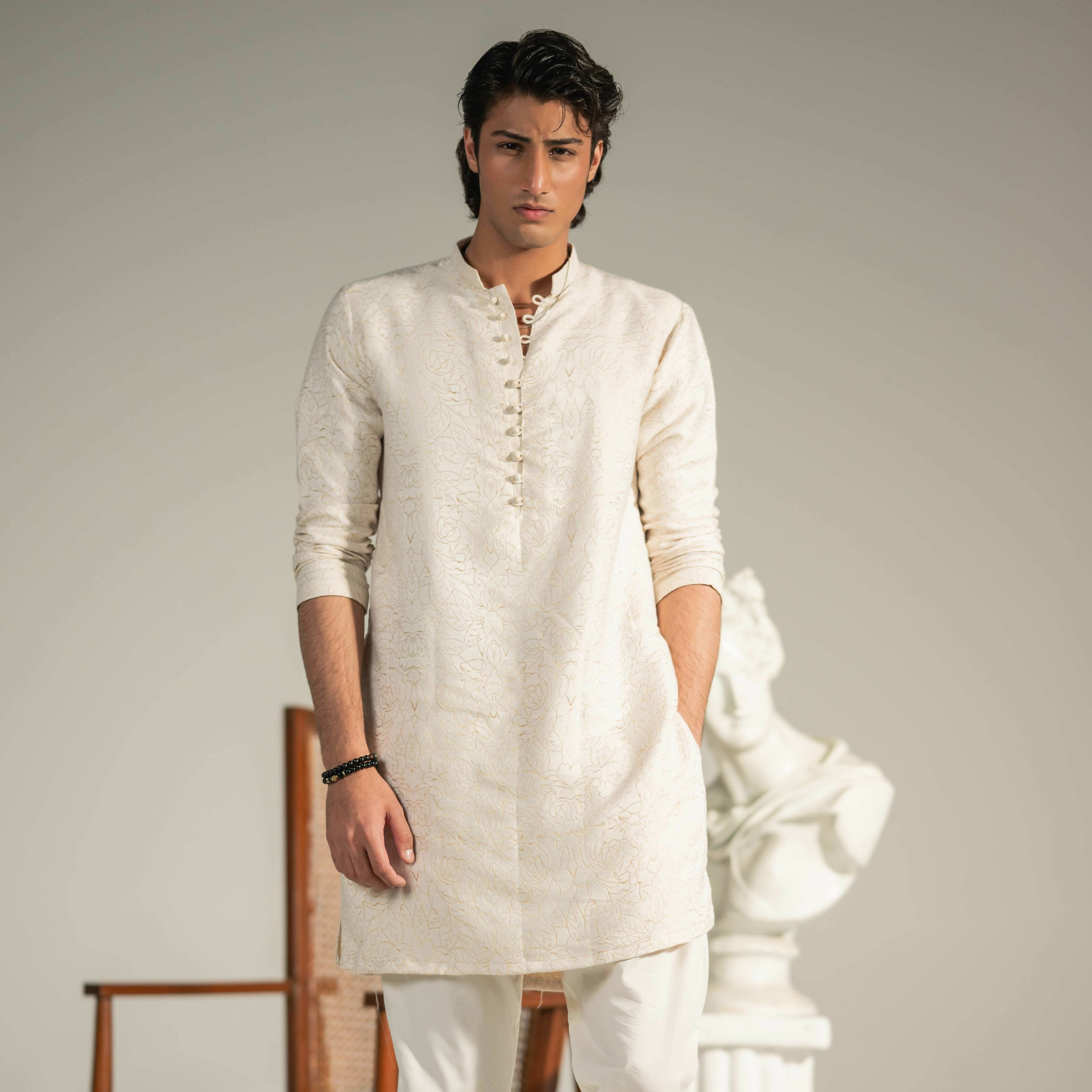 CK 762 White Chikankari Kurta