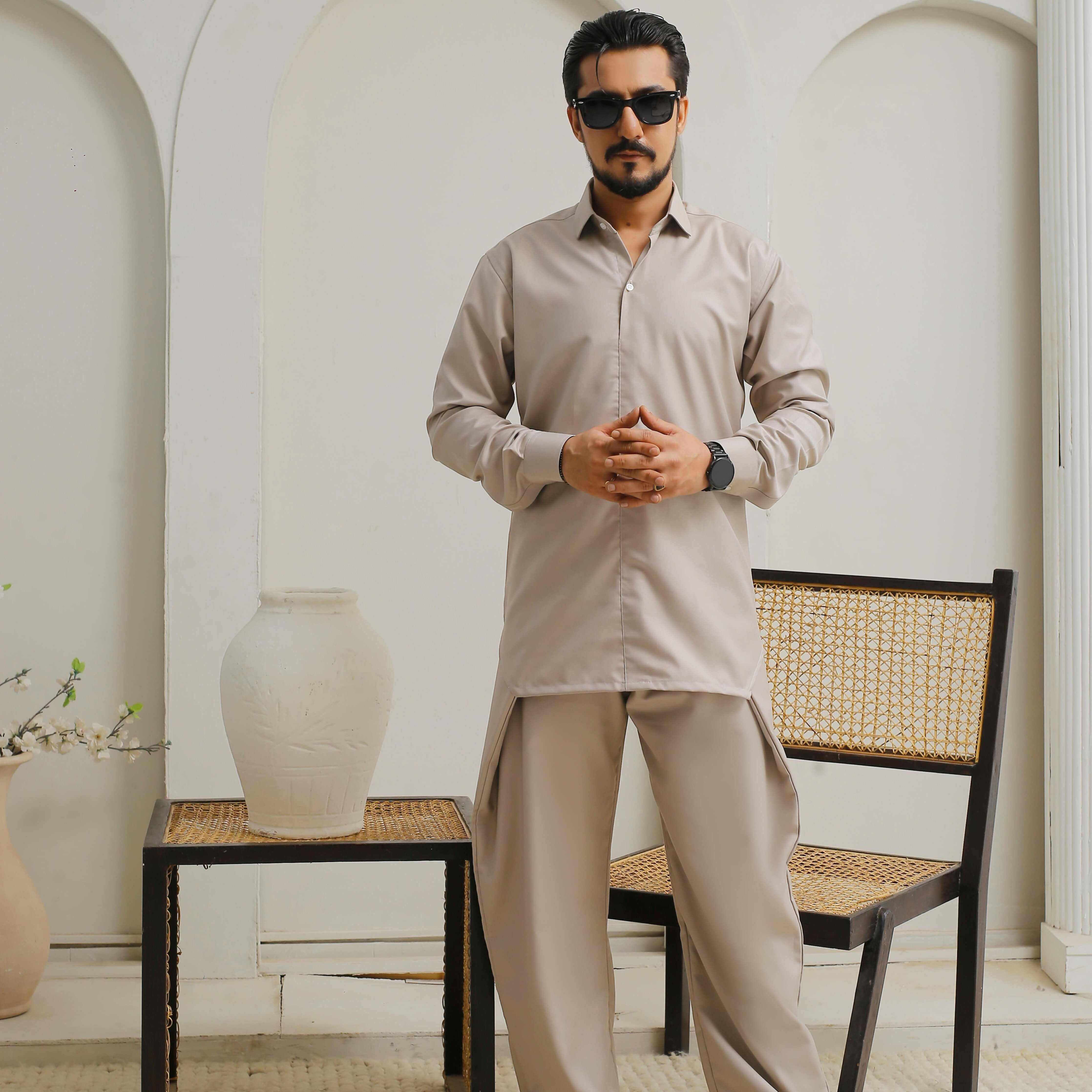 ER 804 Mid Beige Kurta Flap Cut Farshi