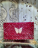 Crystal beads crossbody handbag