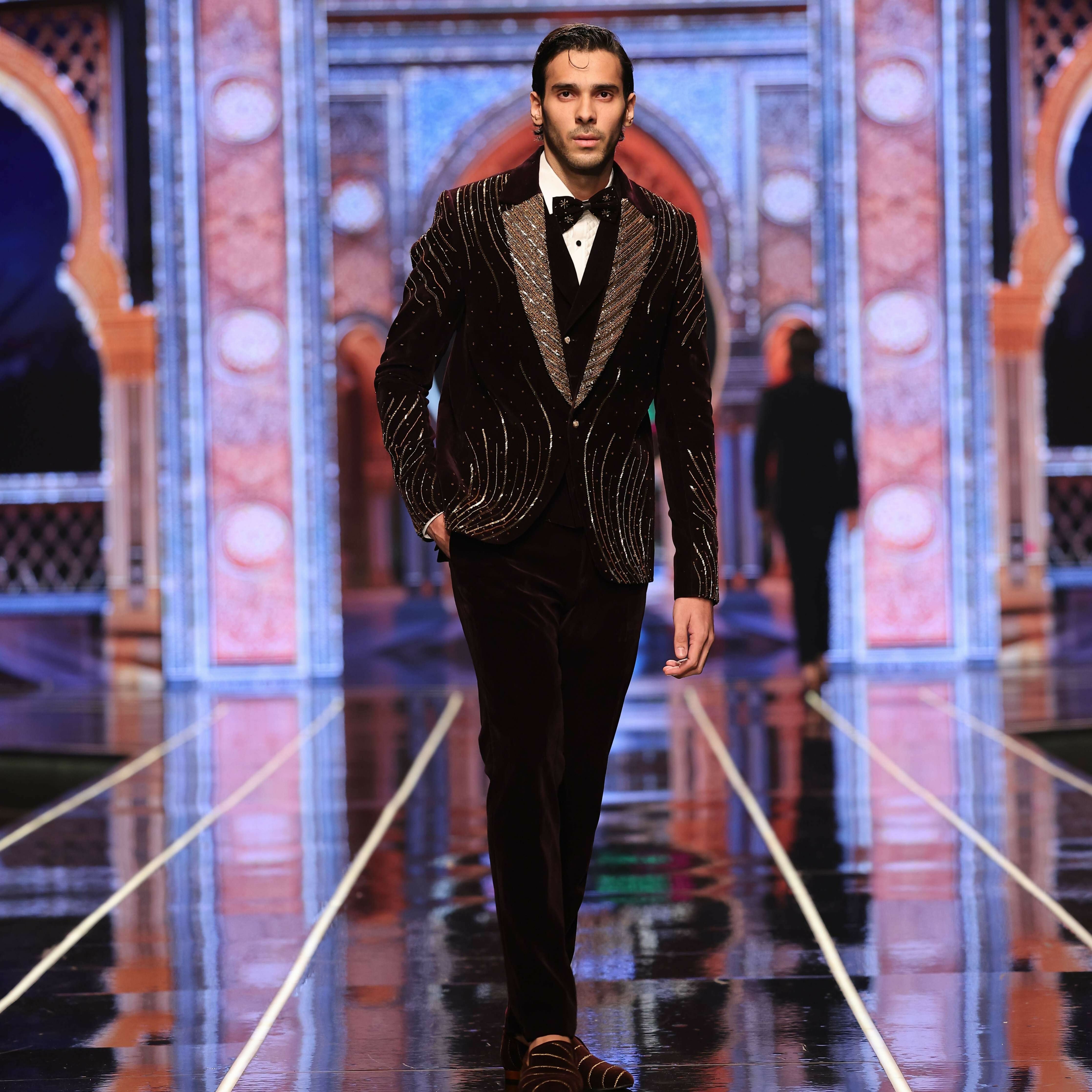 Brown Tuxedo With Hand Work