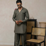 ER 801 Olive Green Kurta With Farshi Pajama
