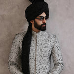 ER SH 119 Sliver Hand Work Sherwani For Men