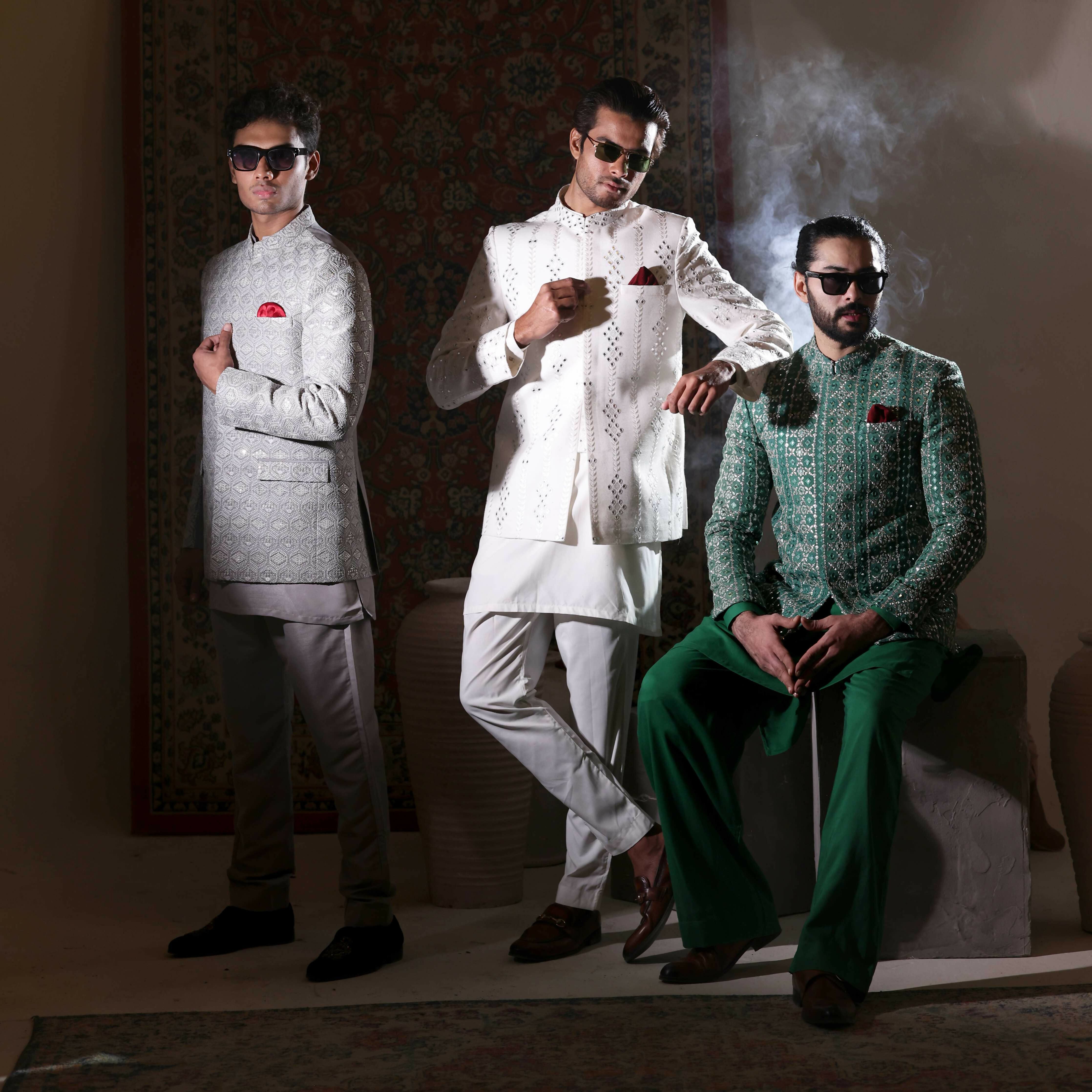 ER 3022 Green Foil Work Prince Coat