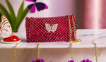 Crystal beads crossbody handbag