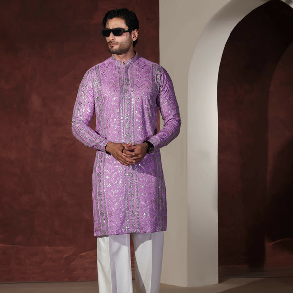 CK 763 Purple Chikankari Kurta