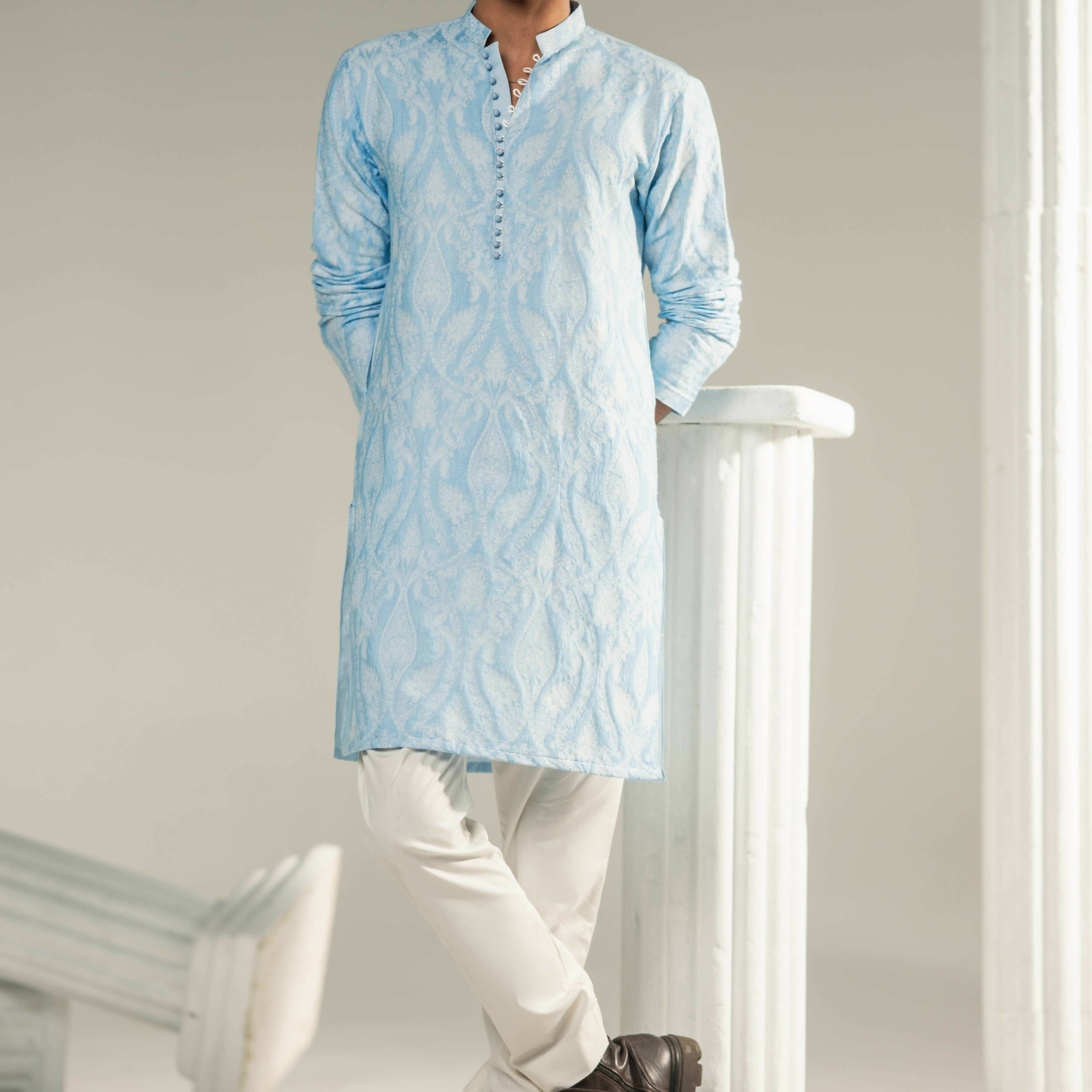 CK 767 Sky Blue Chikankari Kurta