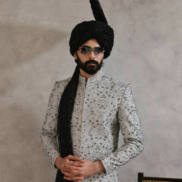 ER SH 119 Sliver Hand Work Sherwani For Men