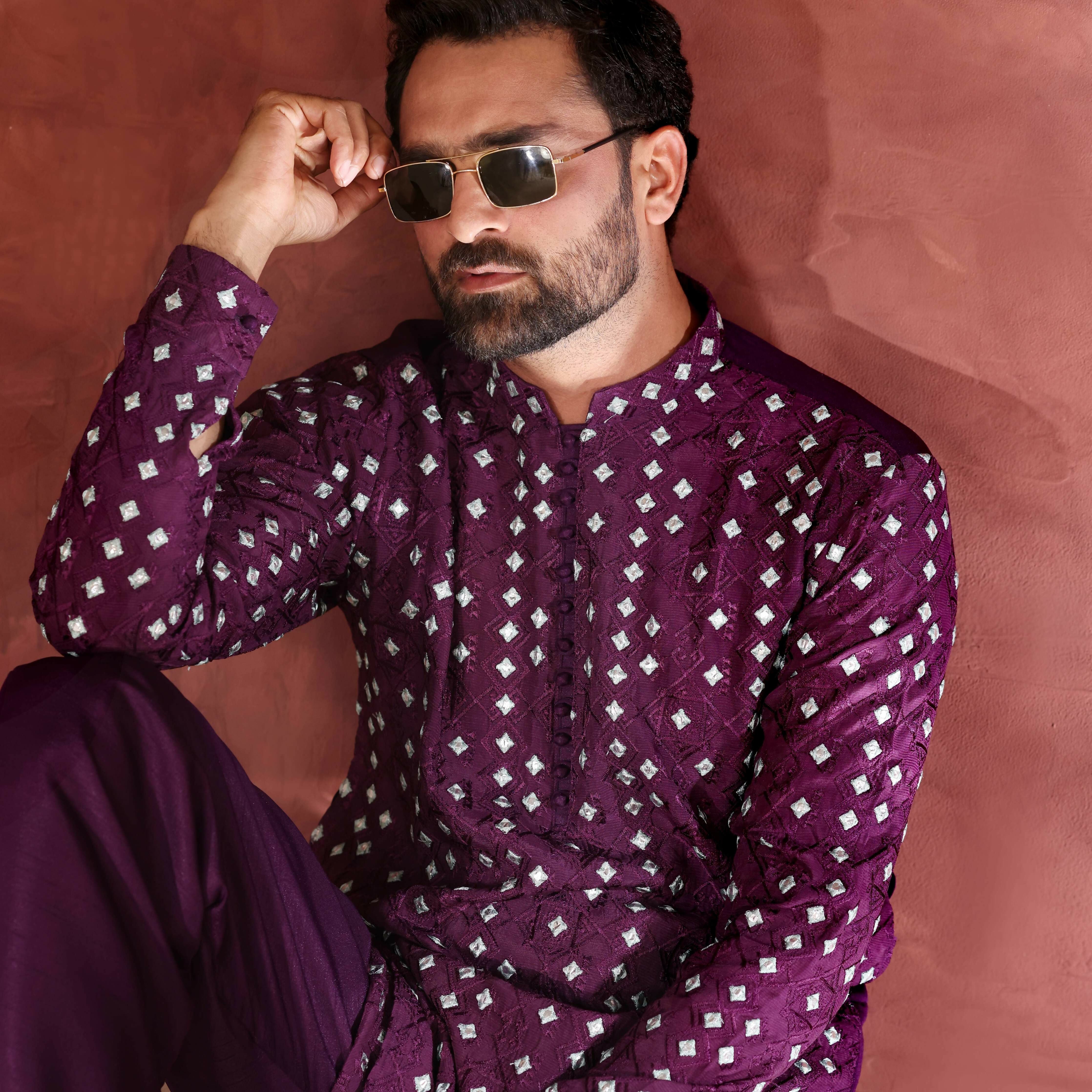 CK 776 Burgundy Chikankari Kurta