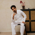 ER 806 Shining White Executive Kameez Farshi Shalwar