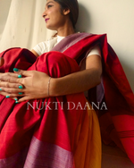 Crimson Marigold colourblock saree