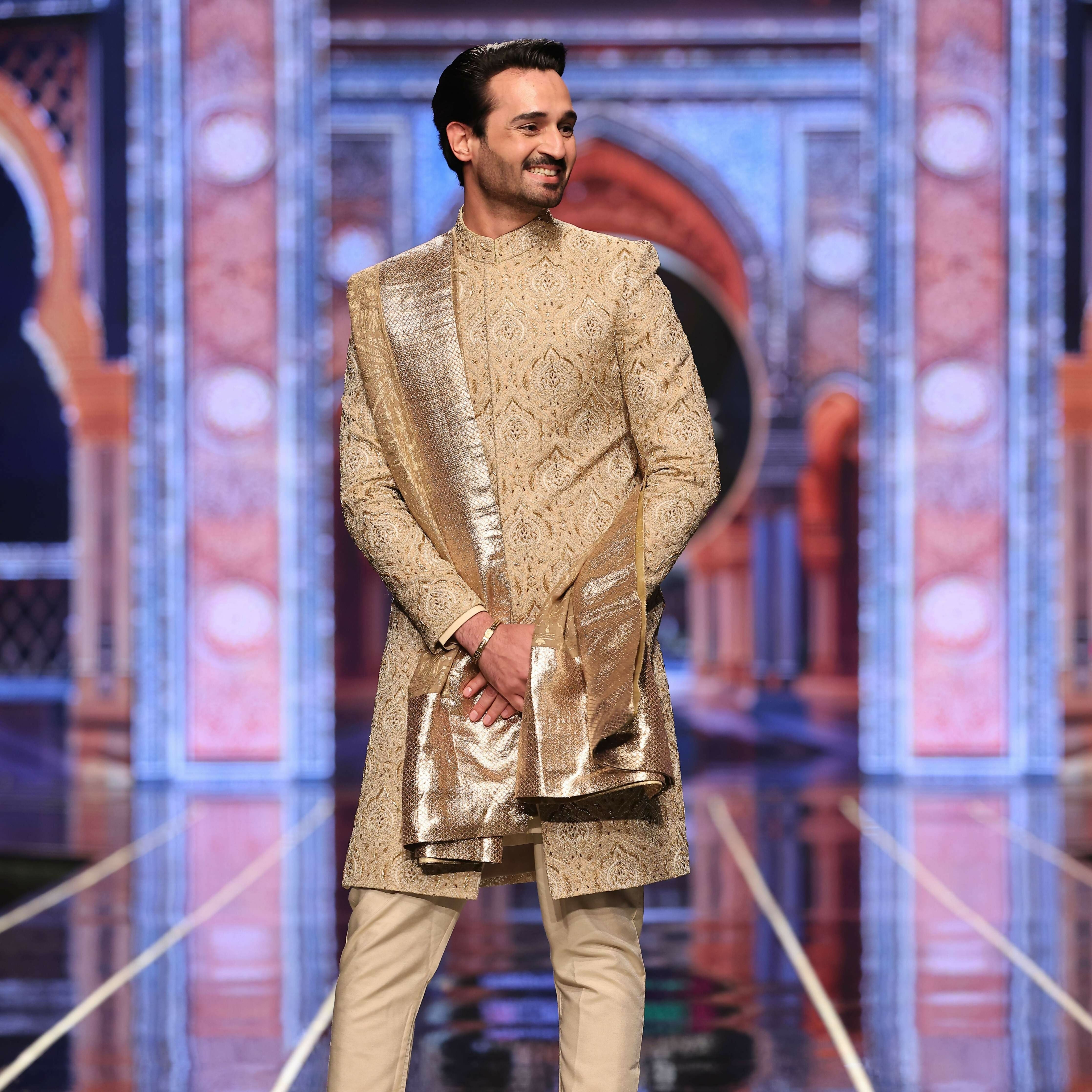 BCW 59 Junaid Sherwani Light Gold Hand Work