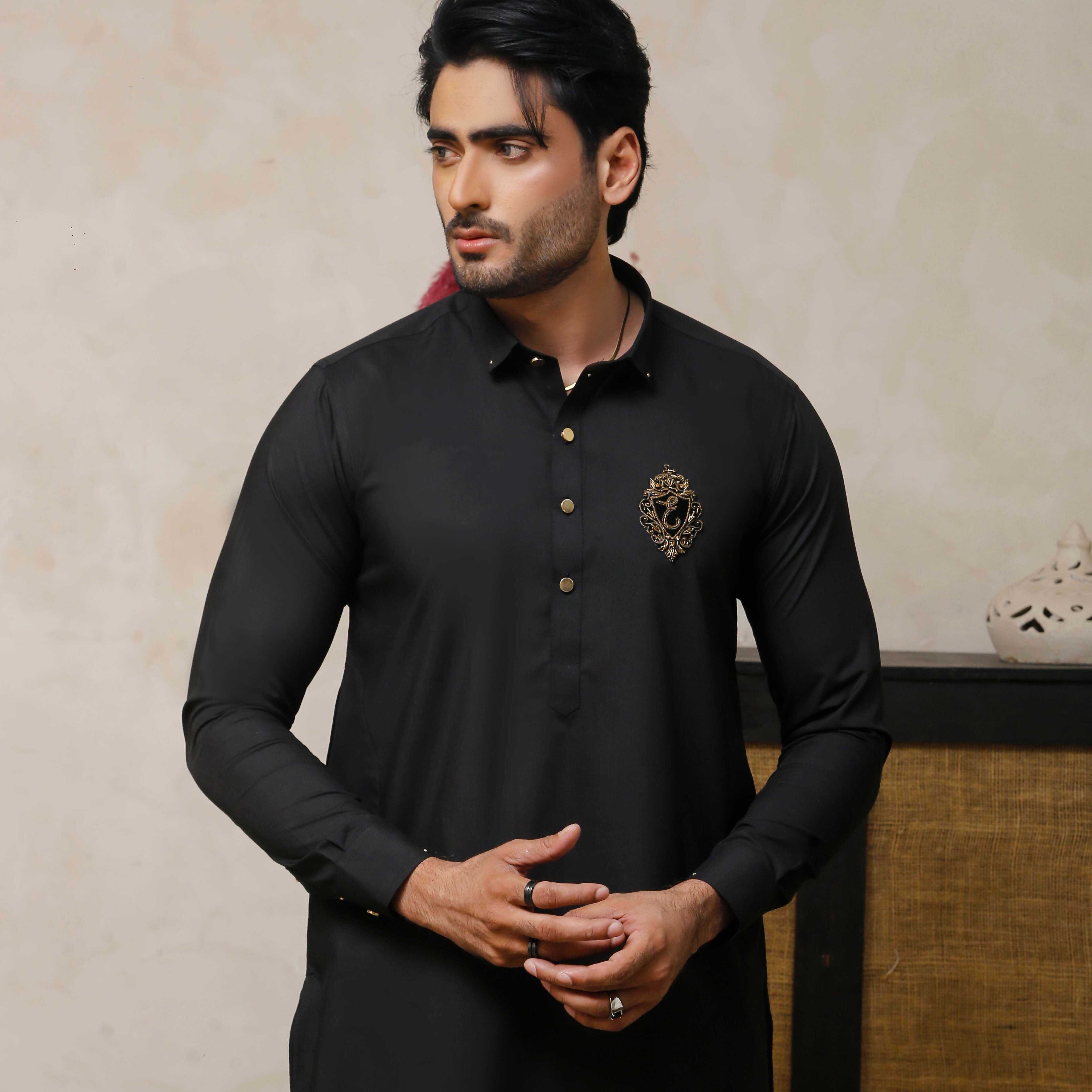 ER 798 Jet Black Executive Kameez Farshi Trouser