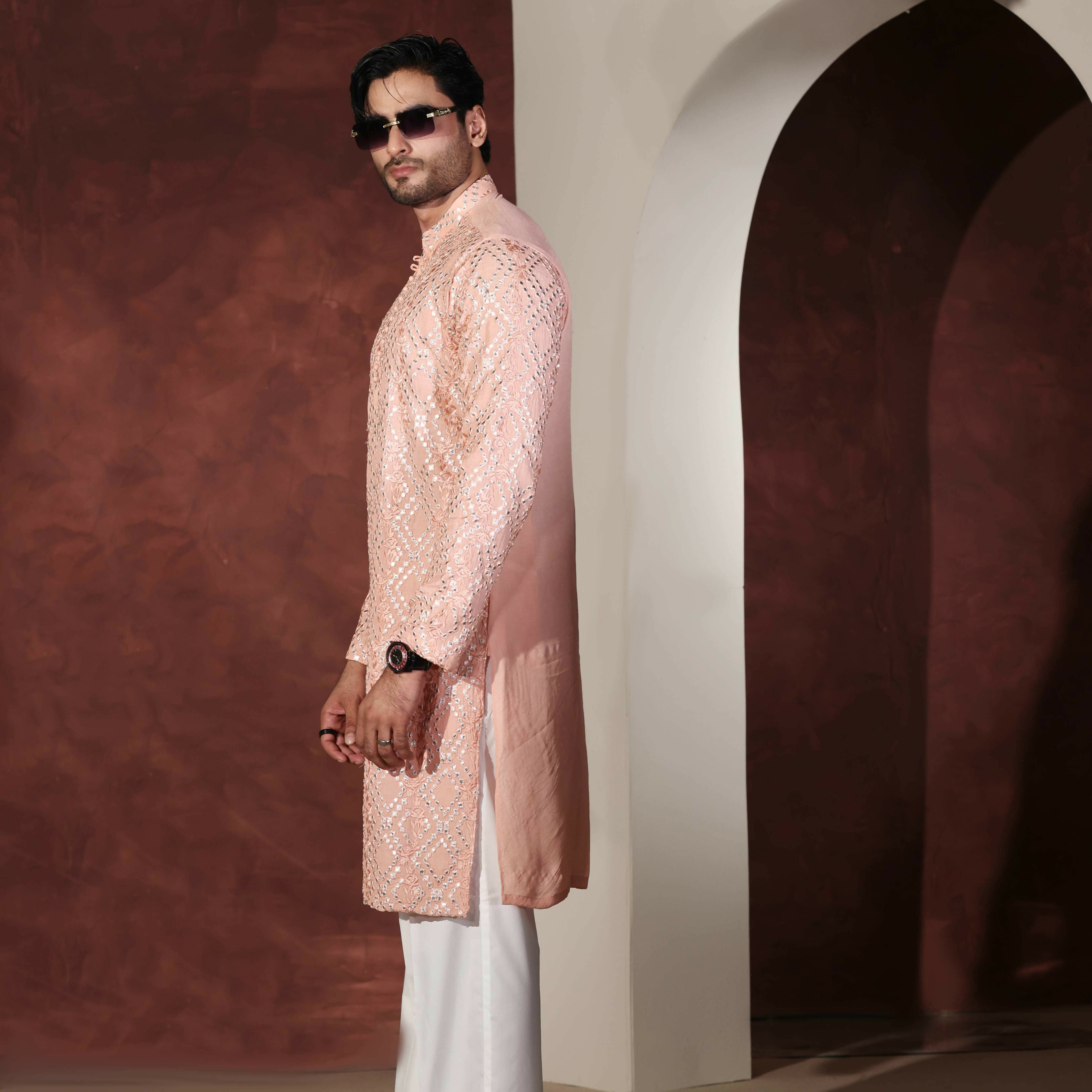 CK 770 Peach Chikankari Kurta