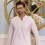 MR 63 White Mirror Work Kurta Pajama