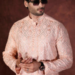 CK 770 Peach Chikankari Kurta