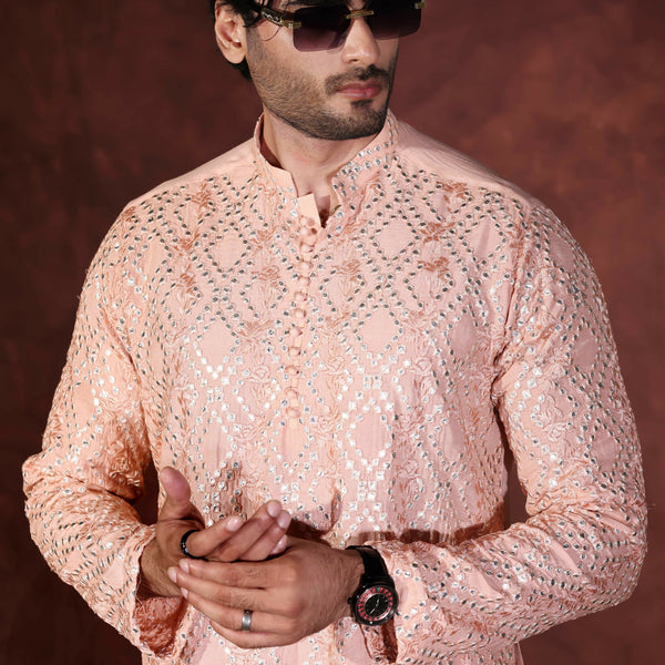 CK 770 Peach Chikankari Kurta