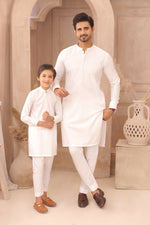 ER FS 9 Classic White Father Son Matching Kurta Pajama