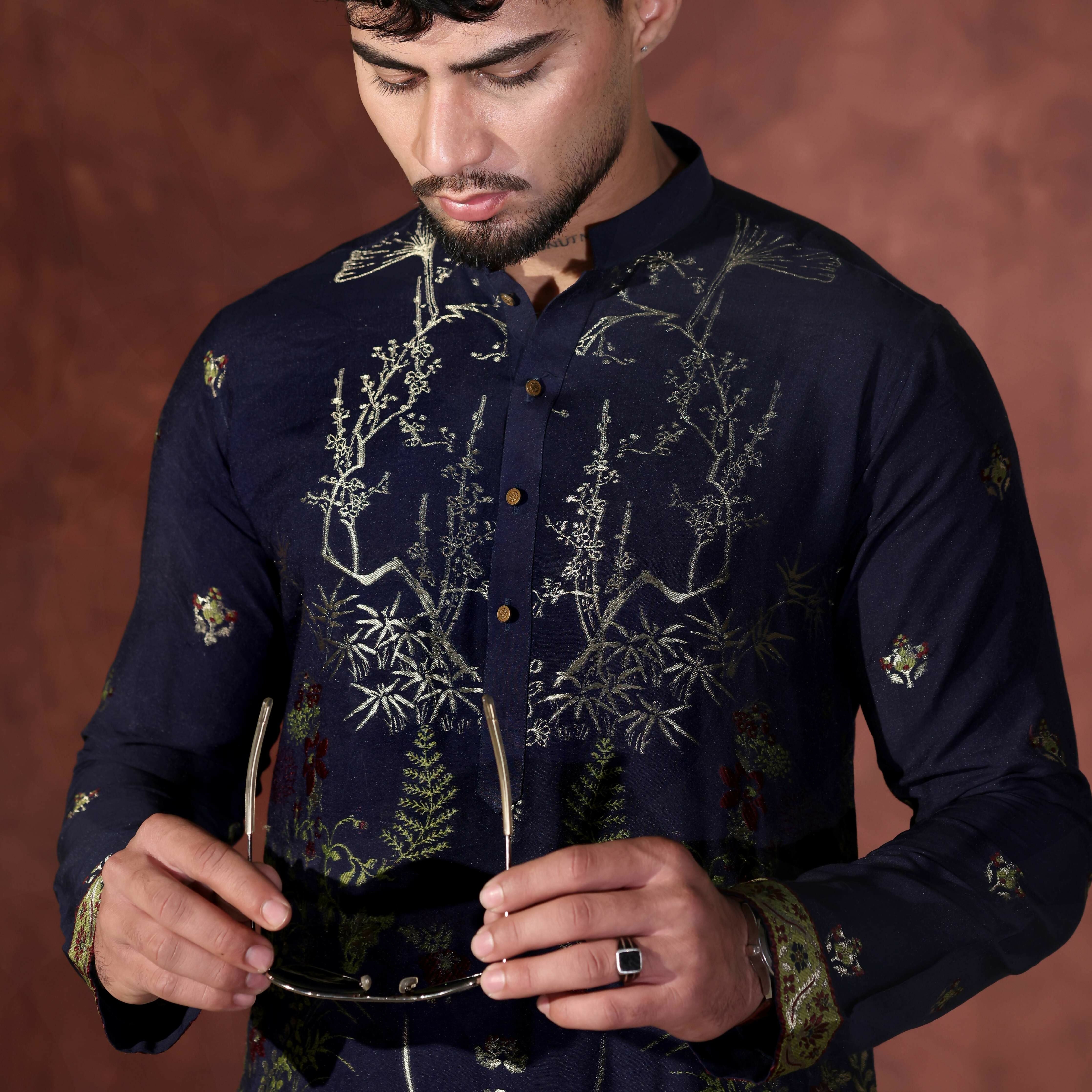 CK 764 Navy Blue Chikankari Kurta