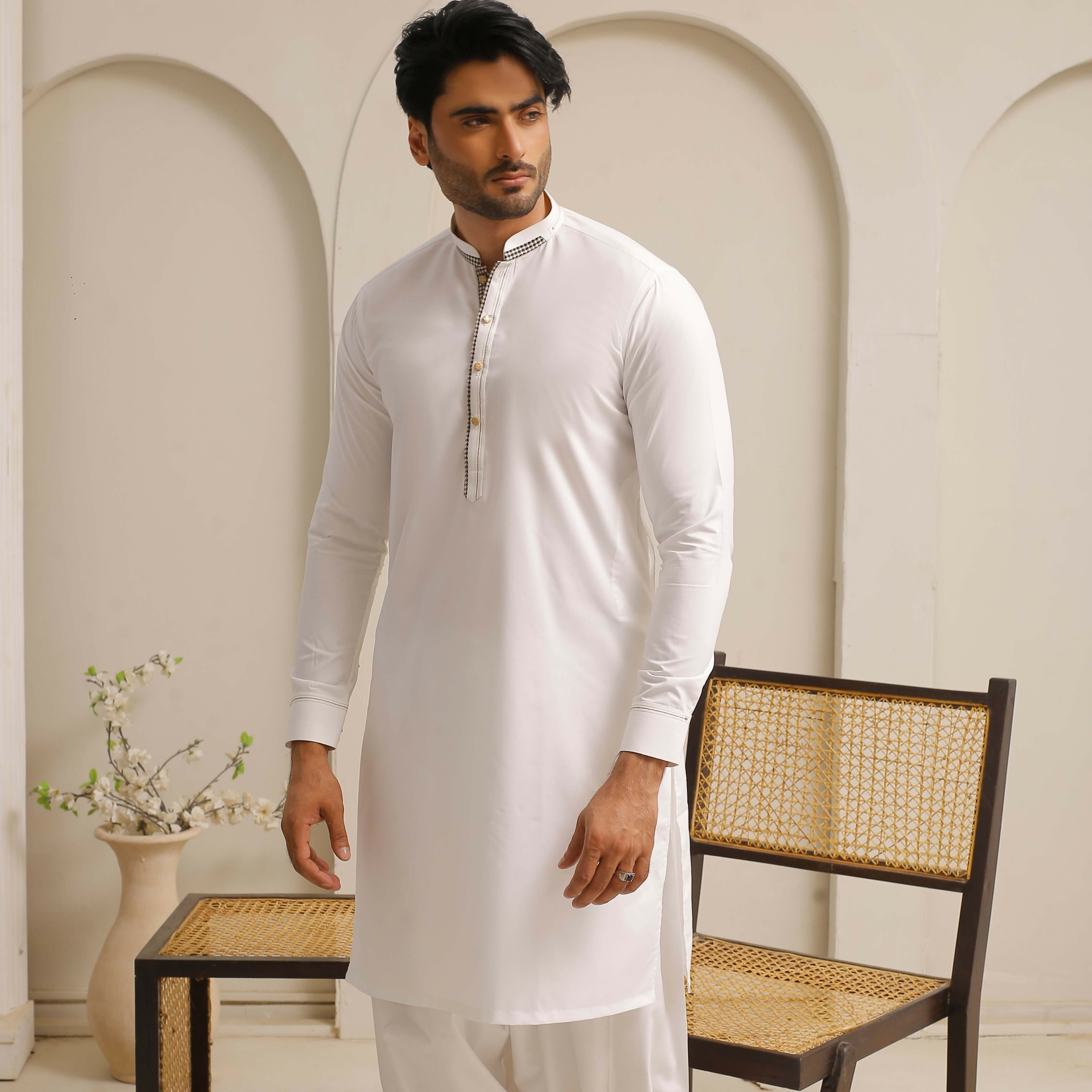 ER 803 Shining White Executive Shalwar Kameez