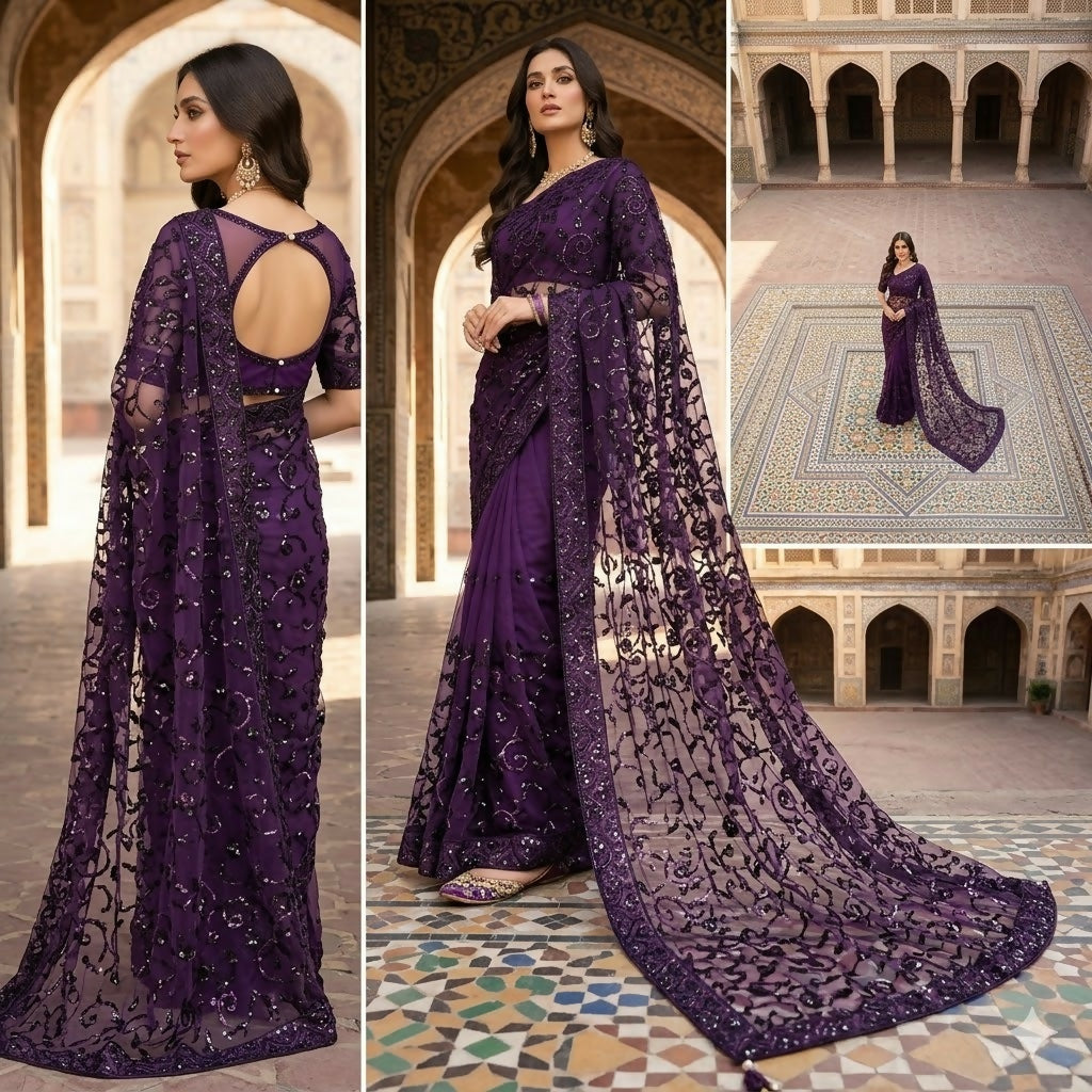 Embroidered Net Sarree