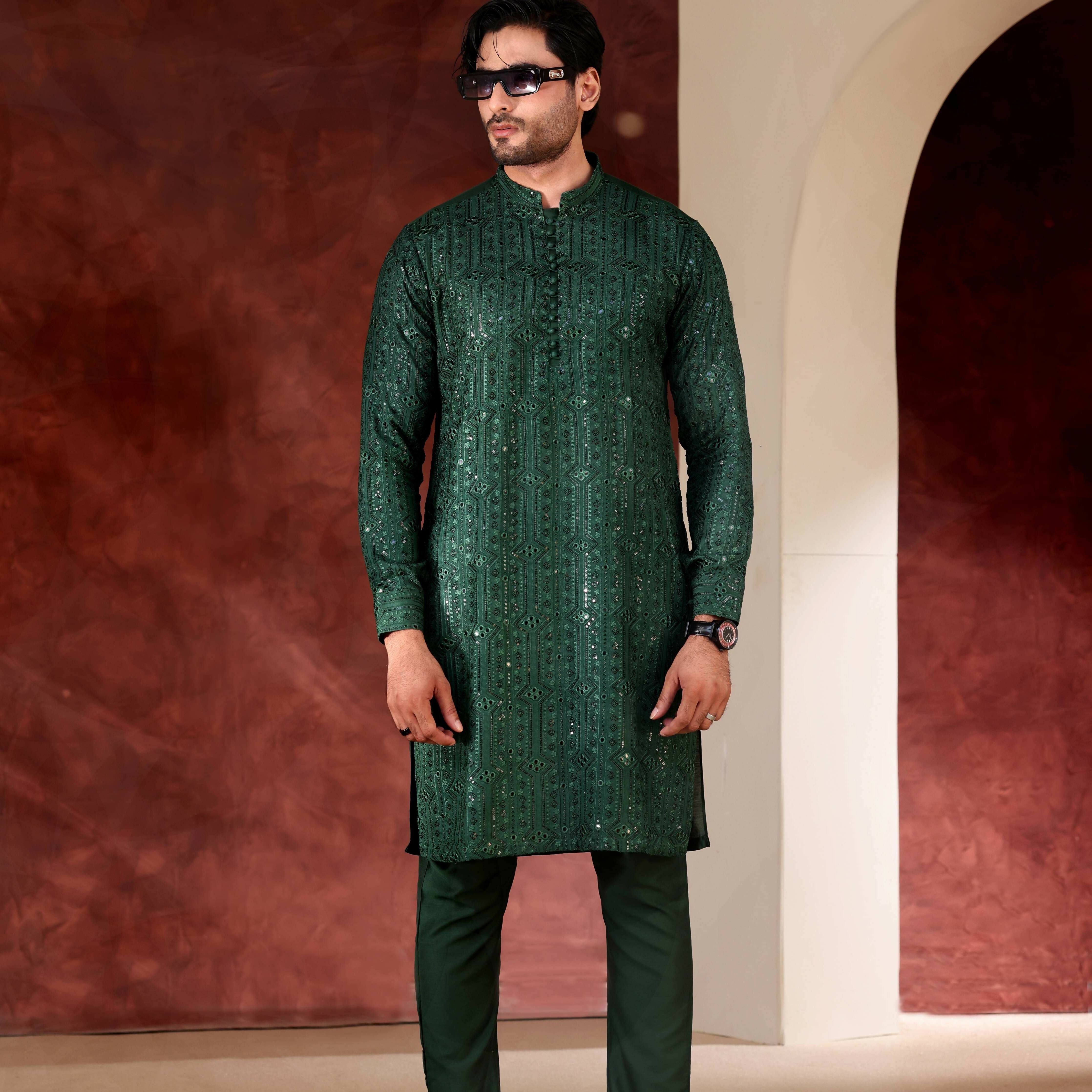 CK 771 Green Chikankari Kurta