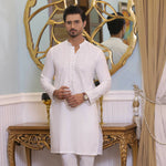 MR 63 White Mirror Work Kurta Pajama