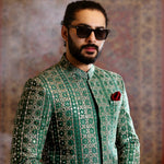 ER 3022 Green Foil Work Prince Coat