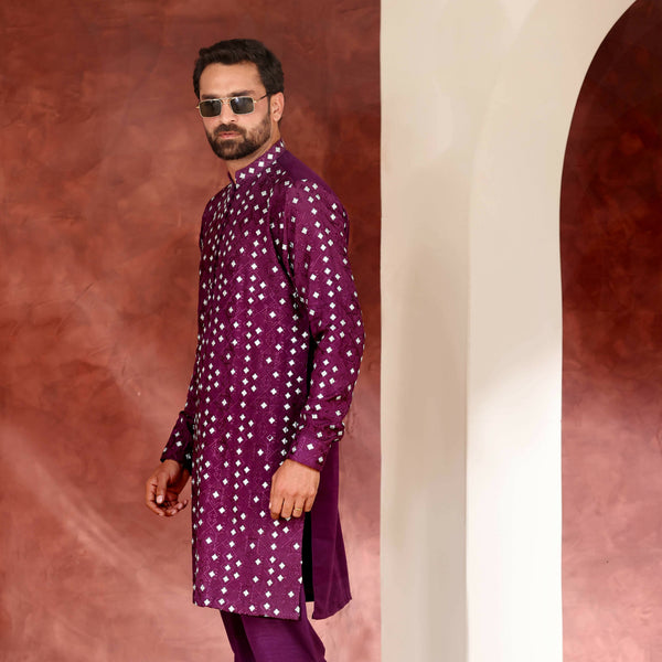 CK 776 Burgundy Chikankari Kurta