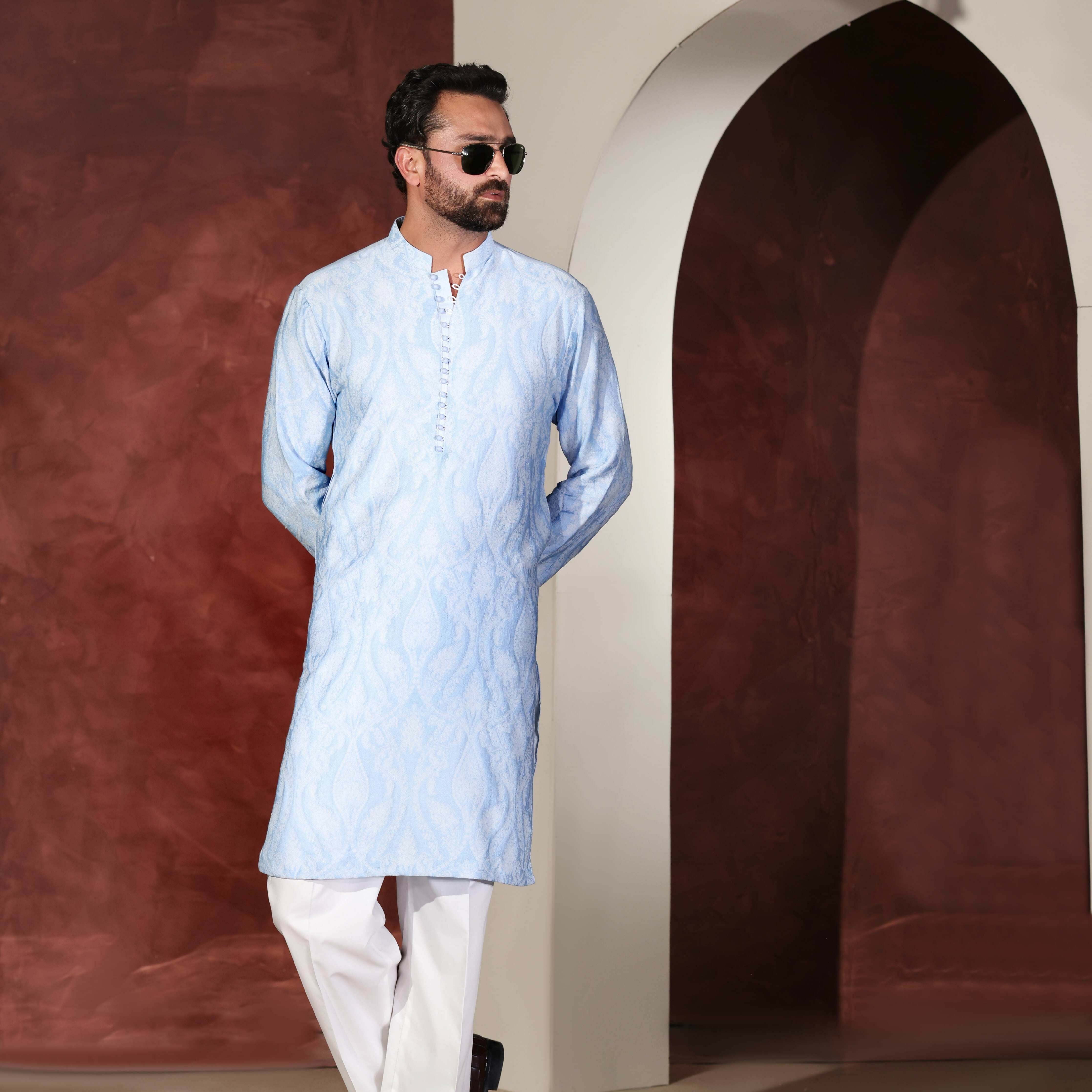 CK 767 Sky Blue Chikankari Kurta