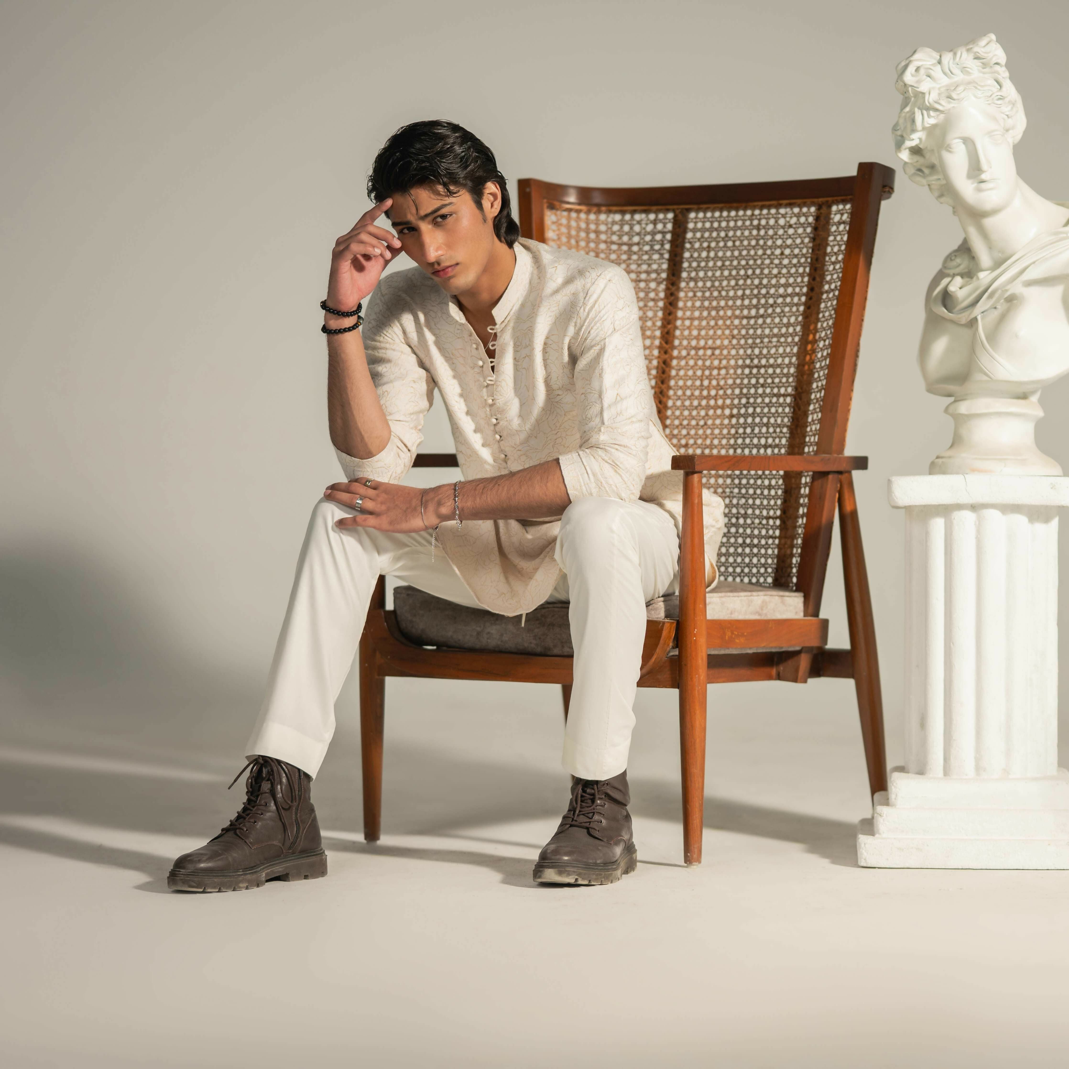 CK 762 White Chikankari Kurta