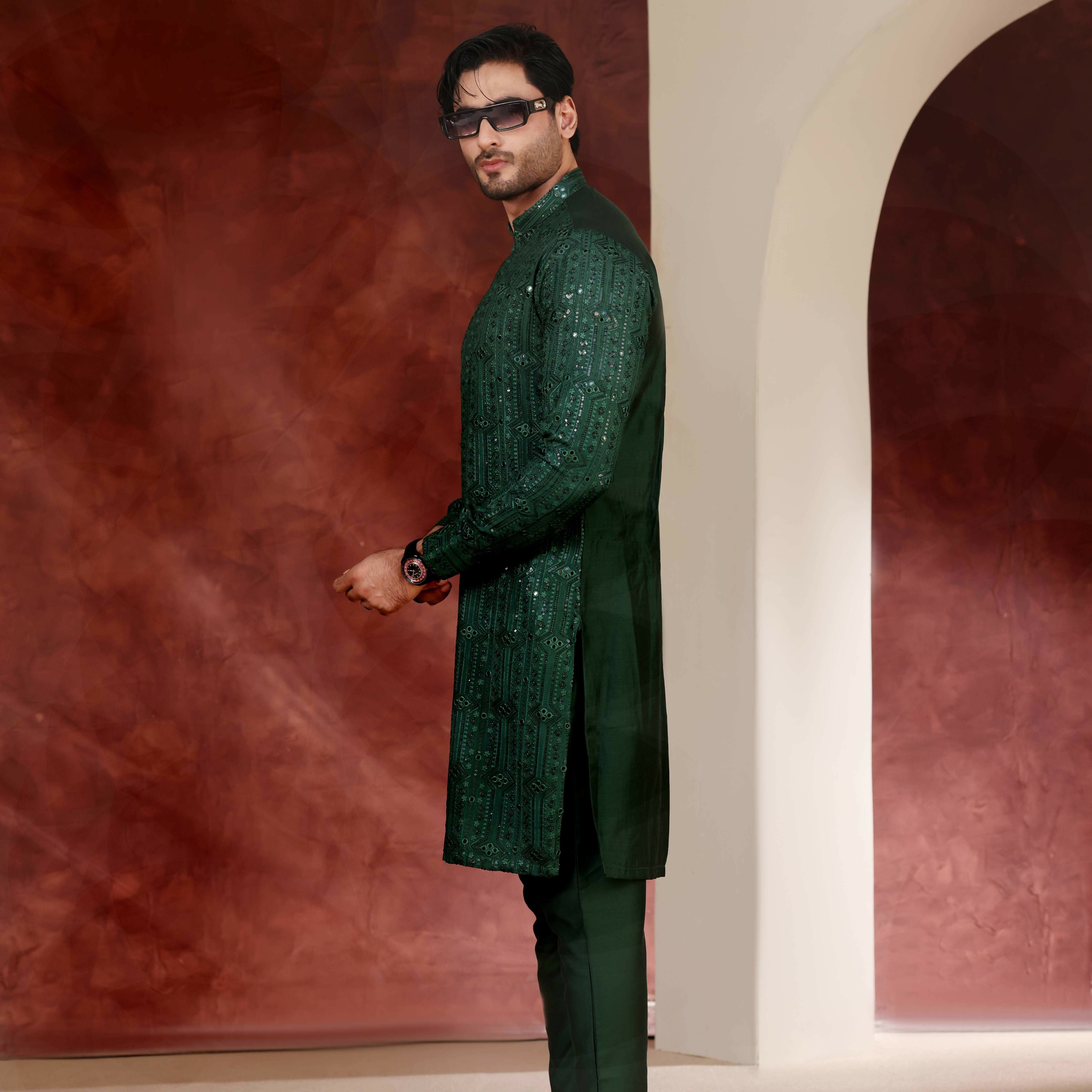 CK 771 Green Chikankari Kurta