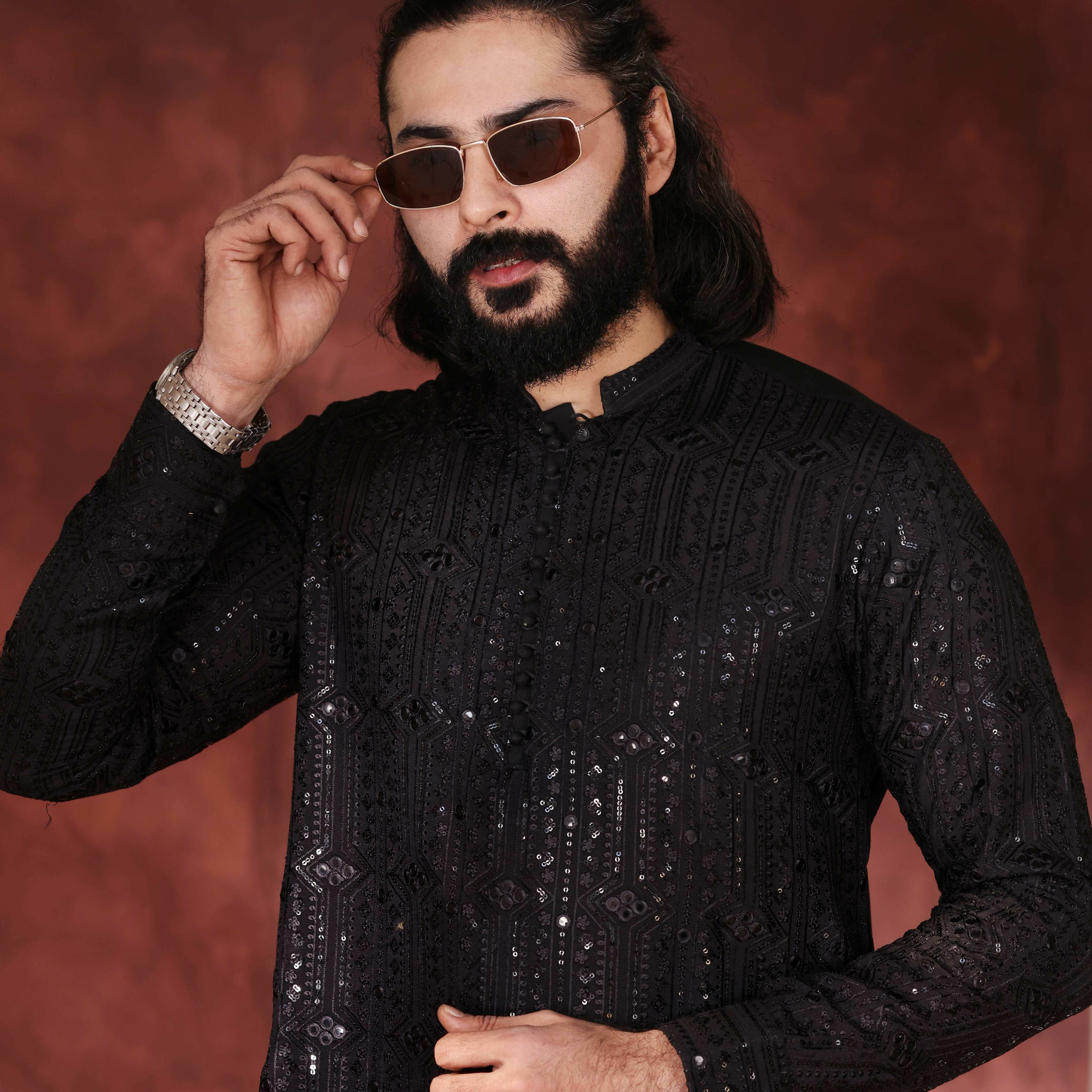 CK 775 Black Chikankari Kurta