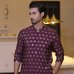 MR 64 Purple Mirror Work Kurta Pajama
