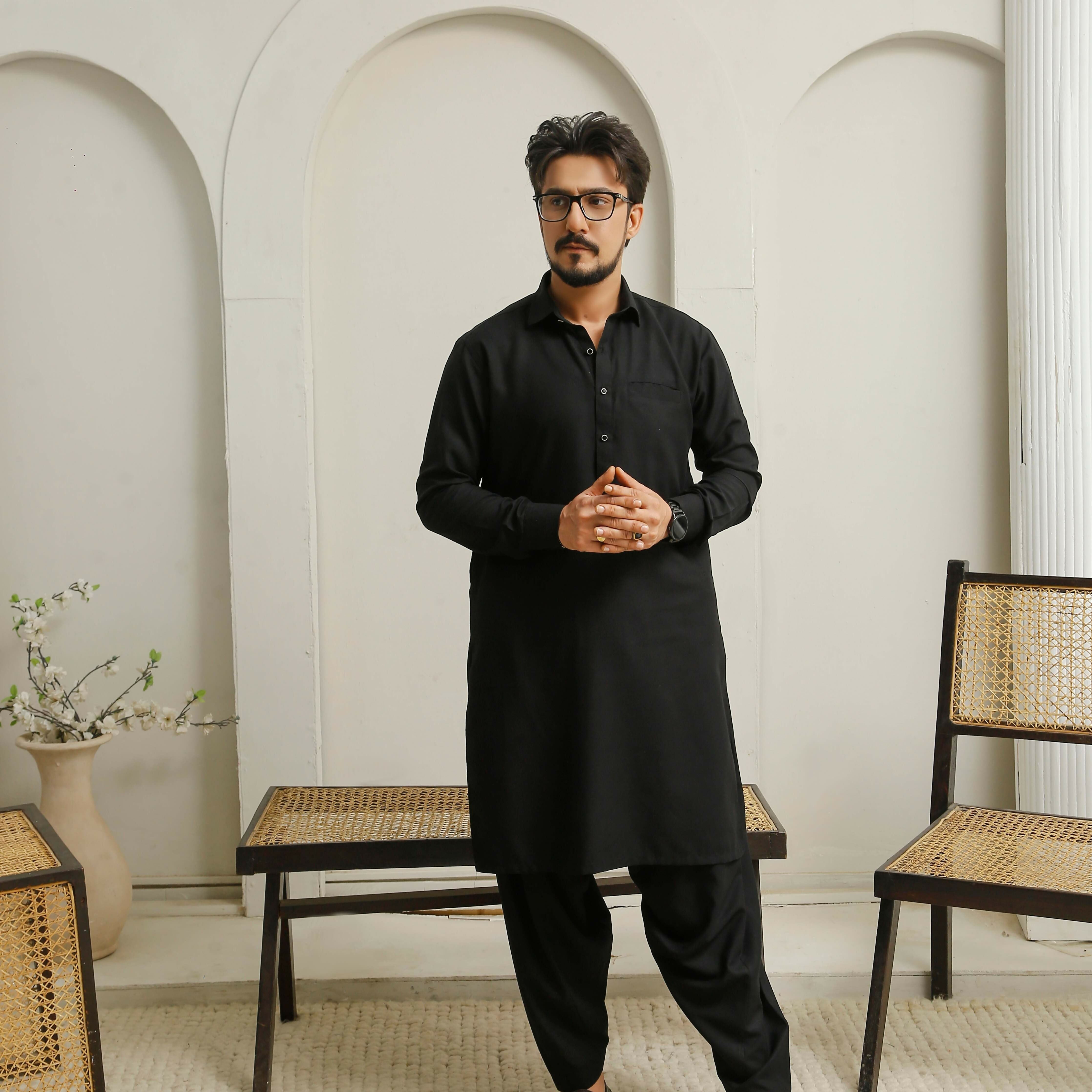 Jet Black Executive Shalwar Kameez