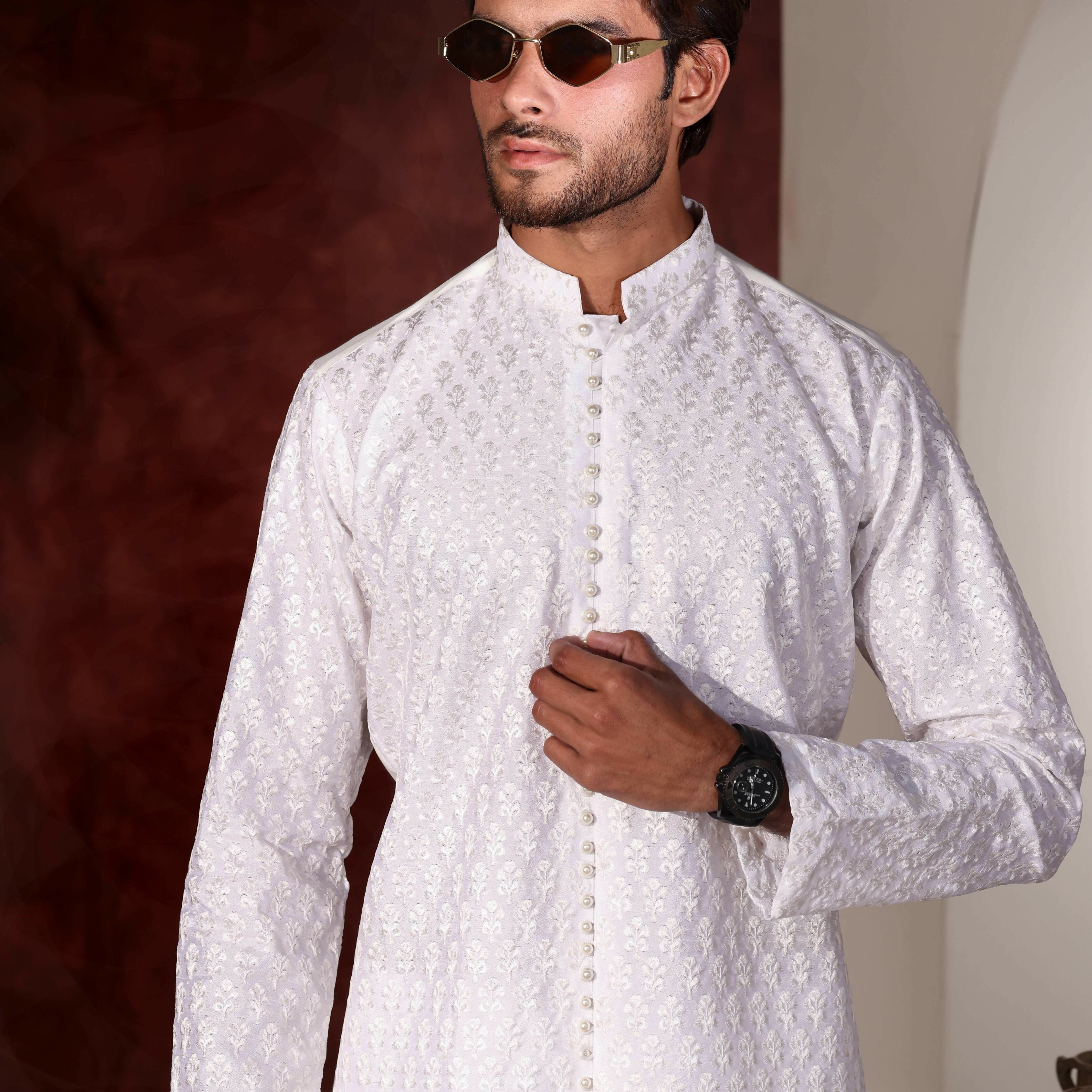 CK 759 White Chikankari Kurta