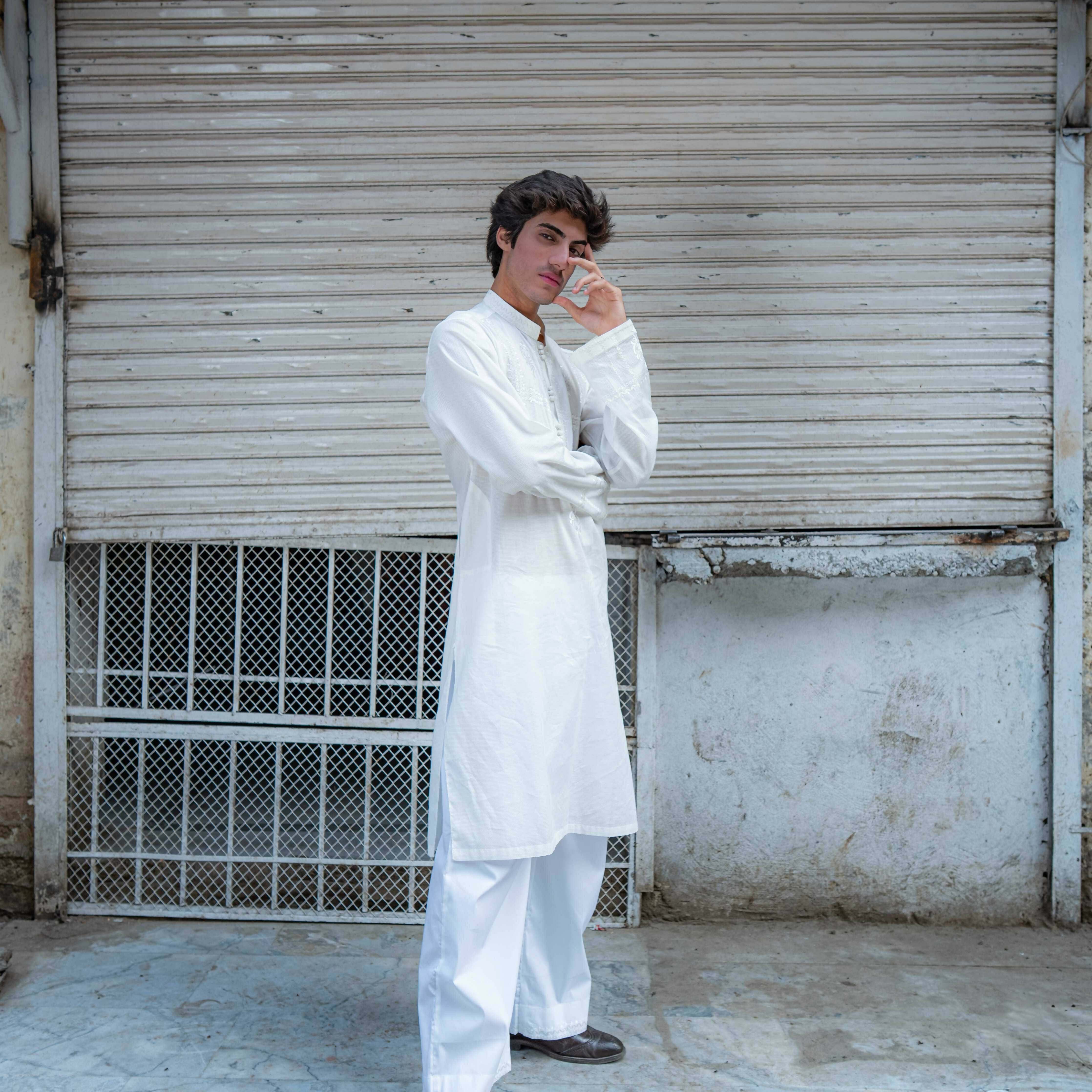 CK 752 White Embroidered Kurta With Farshi Shalwar