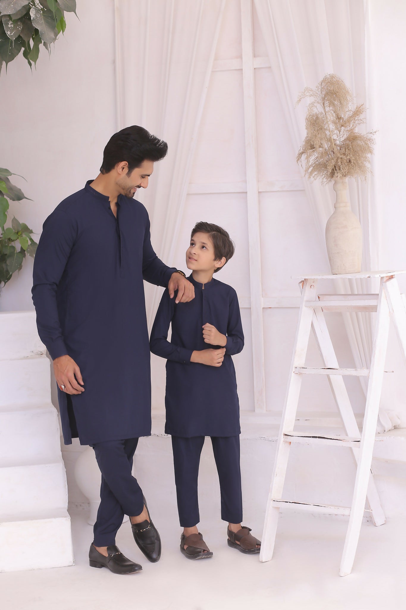 ER FS 5 Blue Kurta Pajama Set For Father And Son