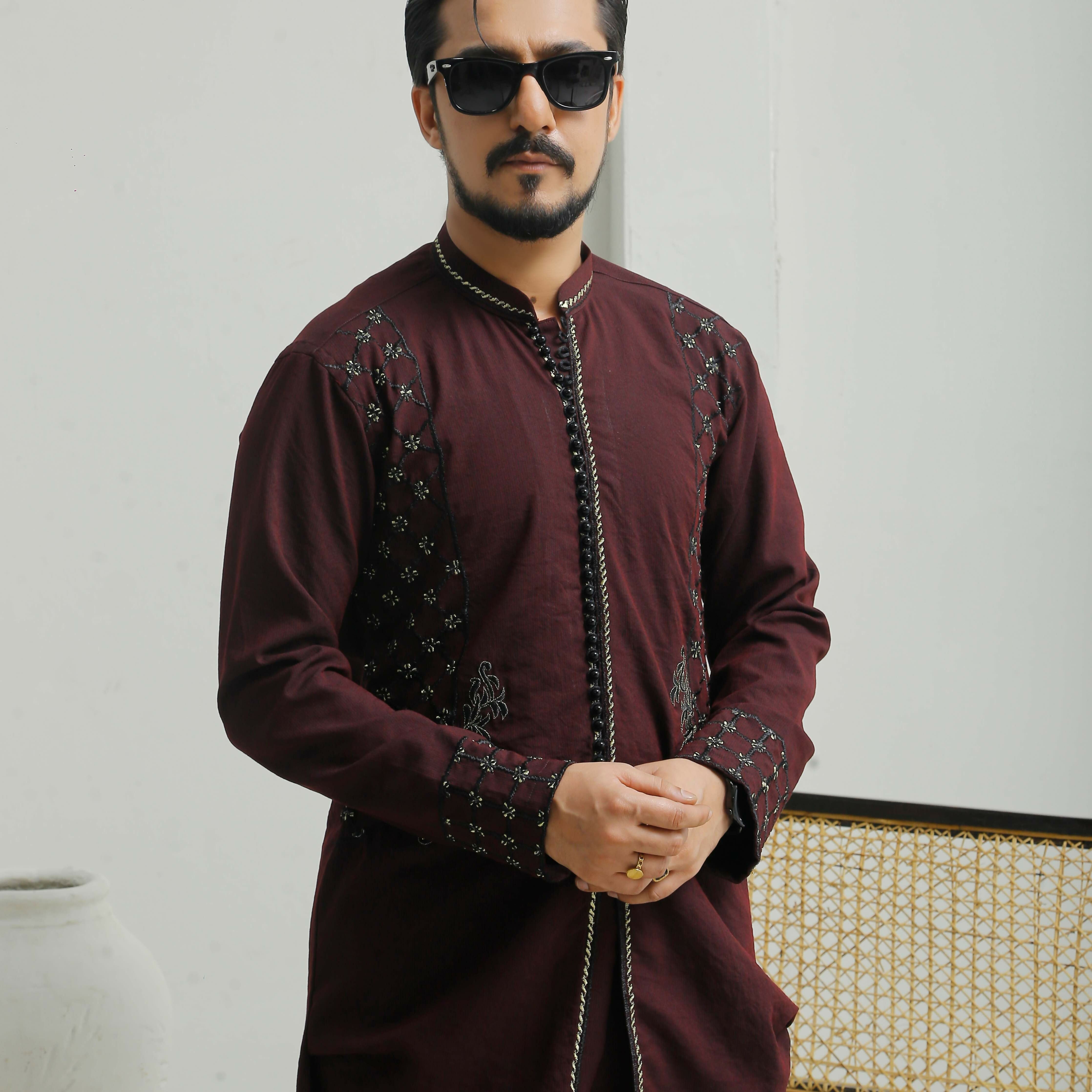 ER 501 Dark Maroon Kurta Bell Bottom Trouser