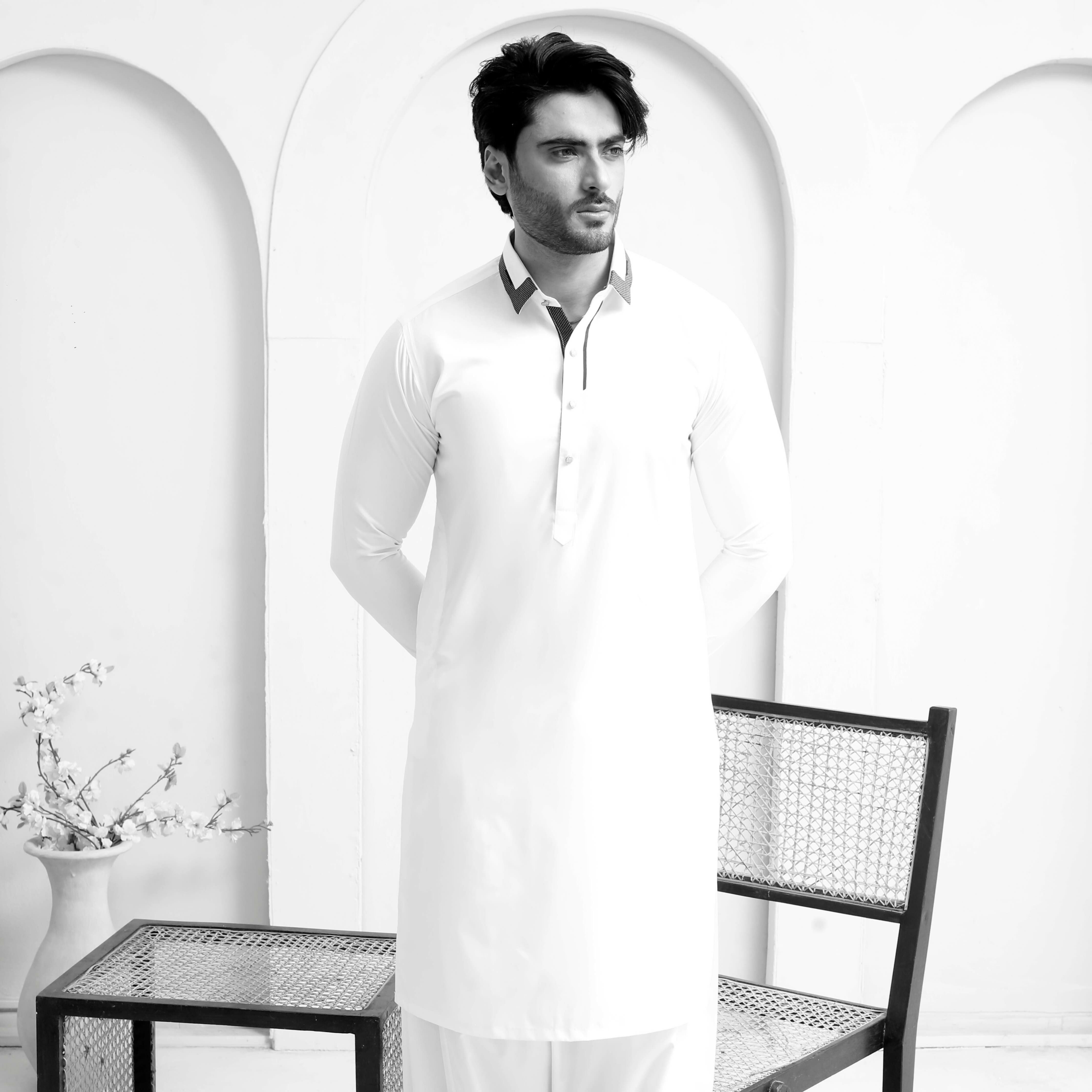 ER 802 Shining White Executive Shalwar Kameez