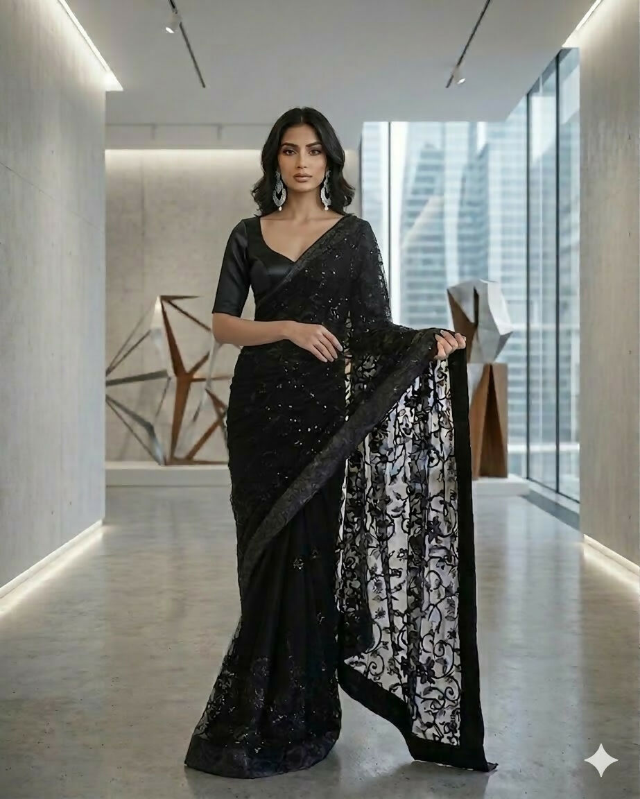 Embroidered Net Sarree