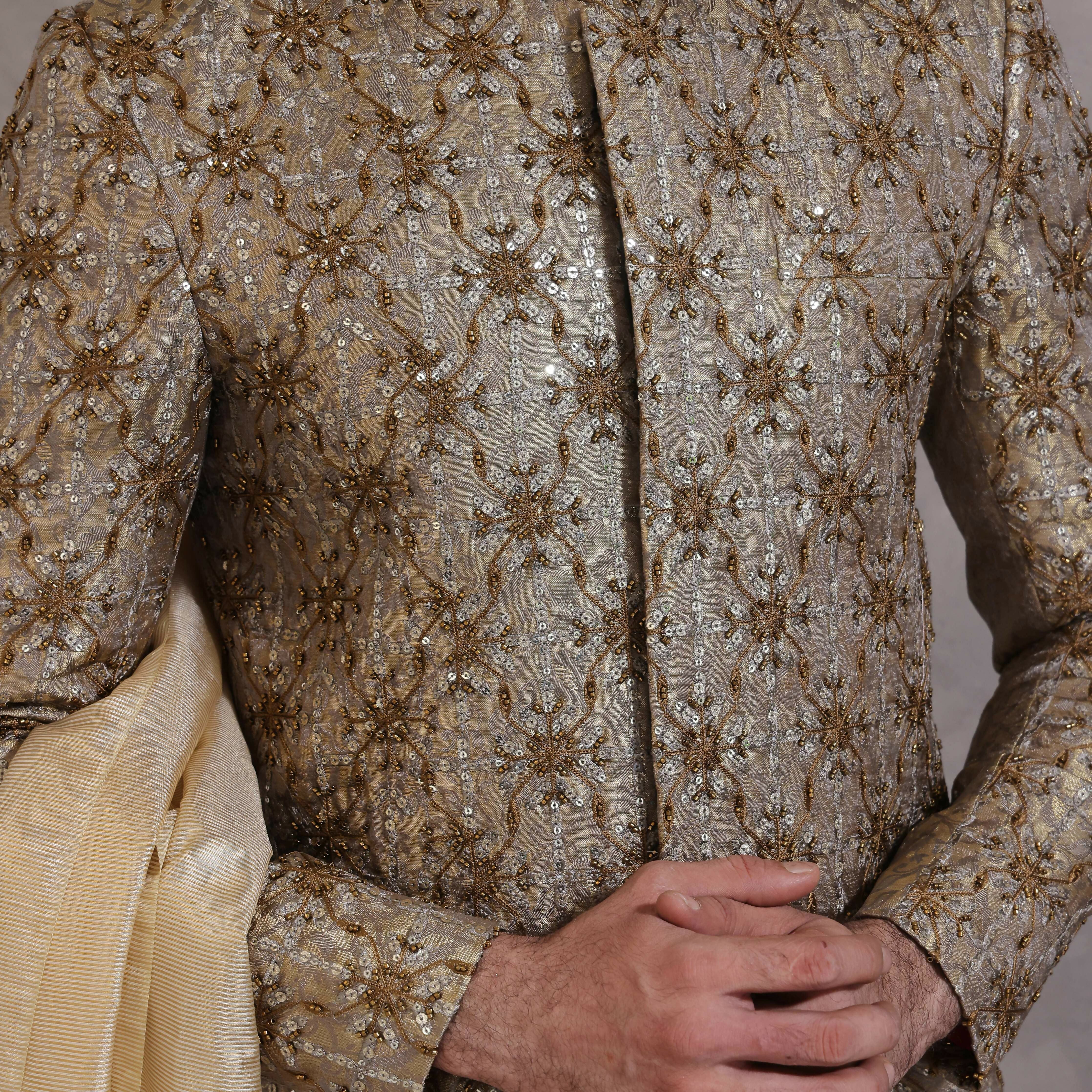 ER SH 116 Grey Sherwani For Groom