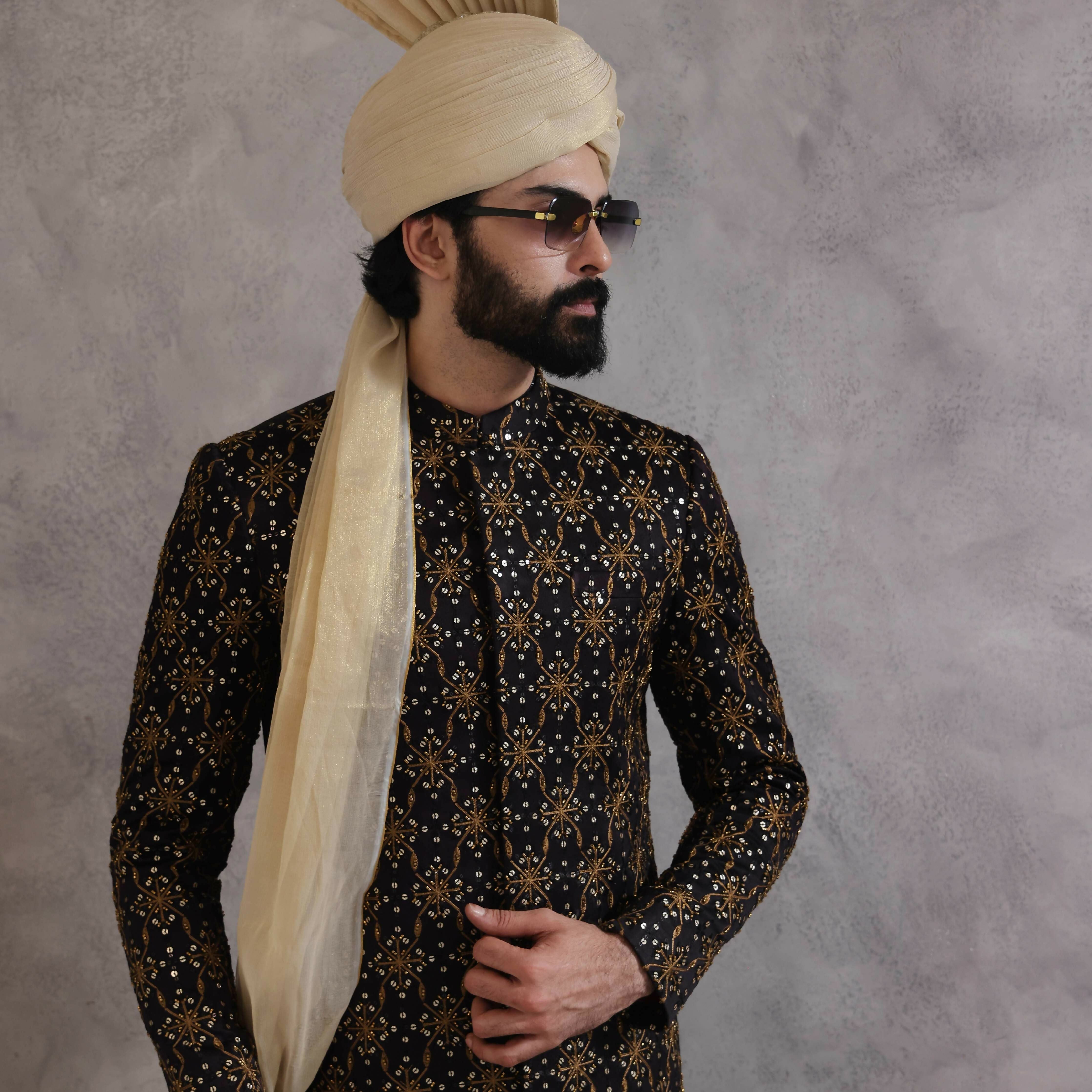 ER SH 115 Black Sherwani