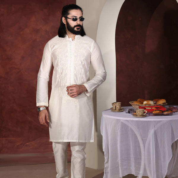 CK 761 White Chikankari Kurta