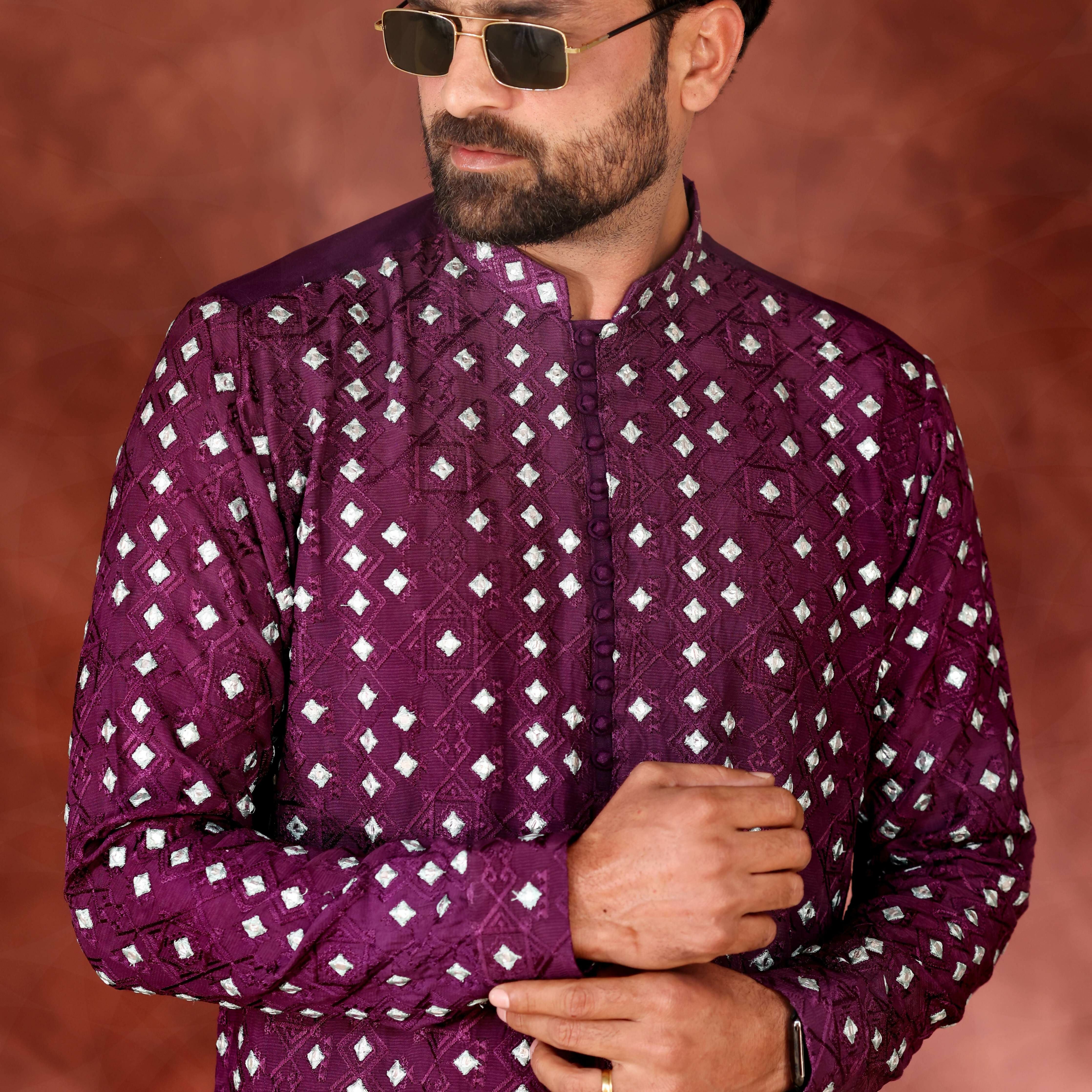 CK 776 Burgundy Chikankari Kurta