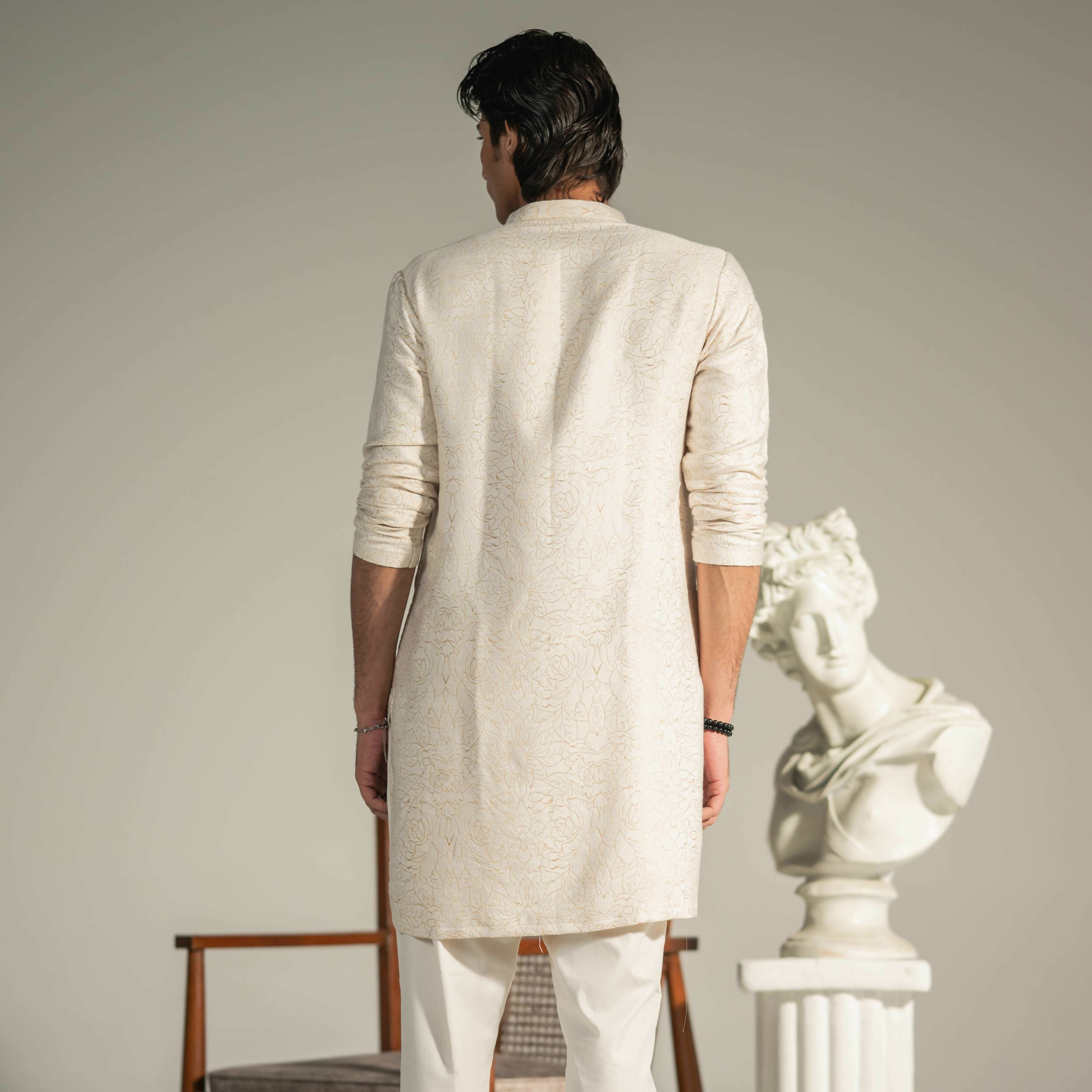 CK 762 White Chikankari Kurta