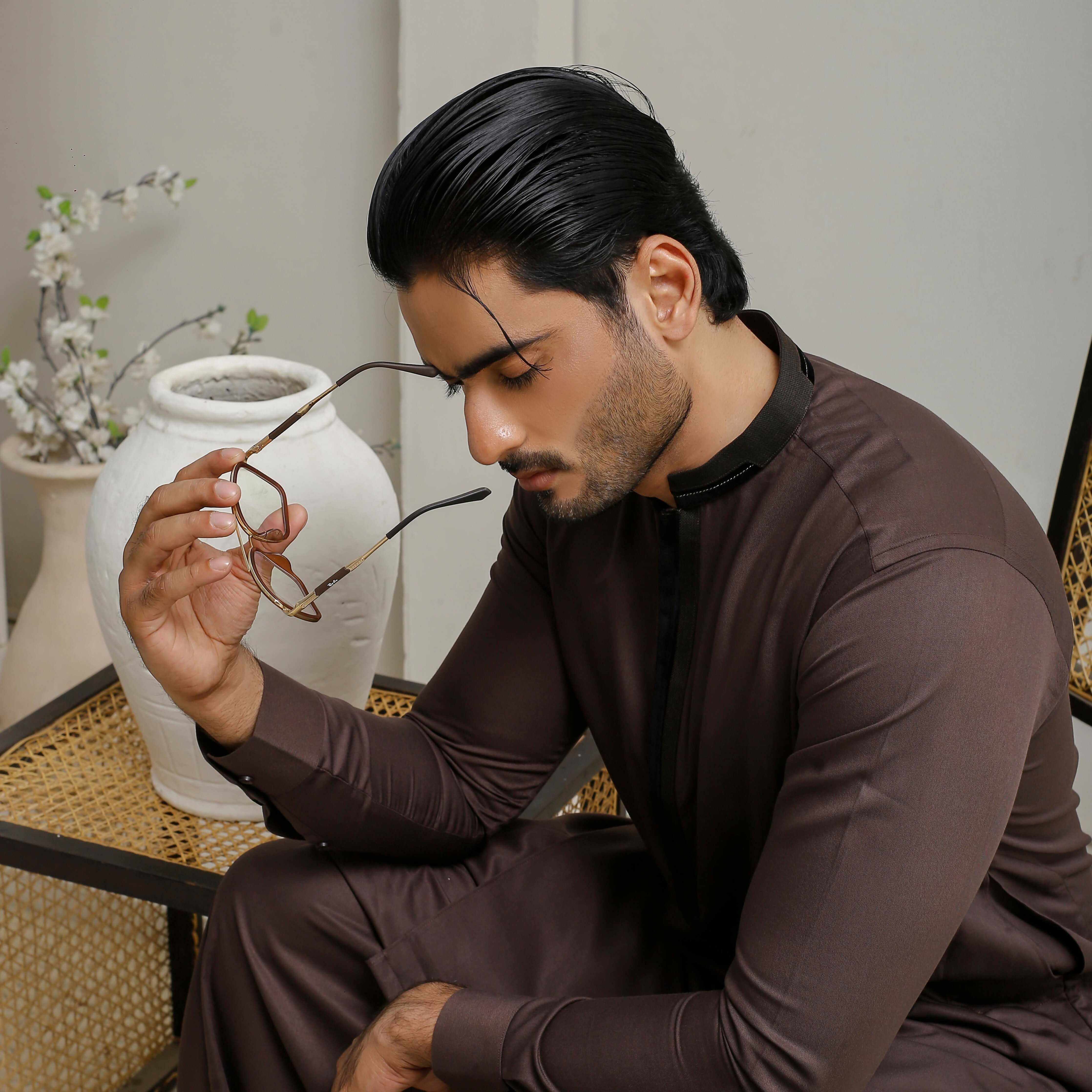 ER 809 Dark Brown Executive Shalwar Kameez