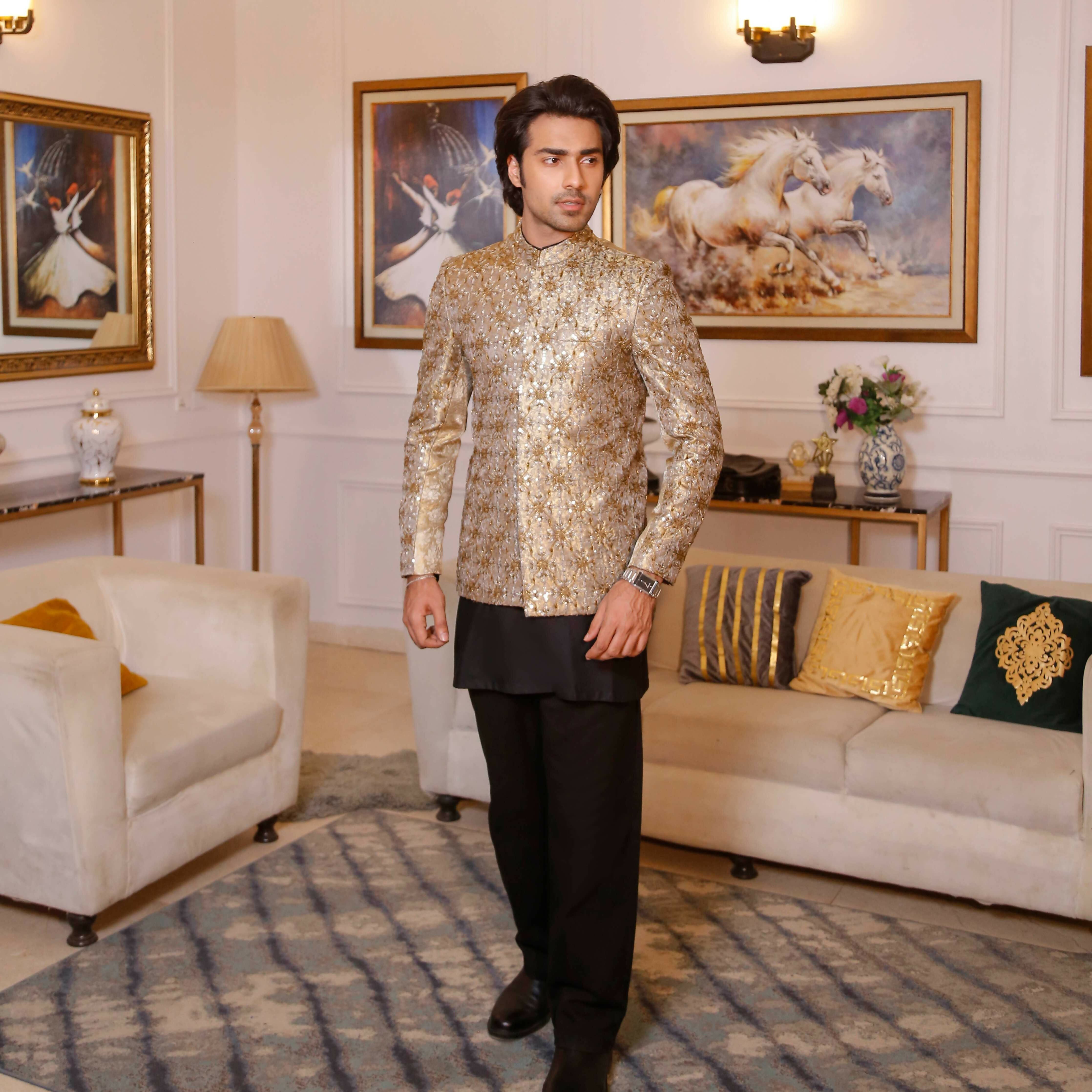 ER PC 3014 Grey Hand Work Prince Coat